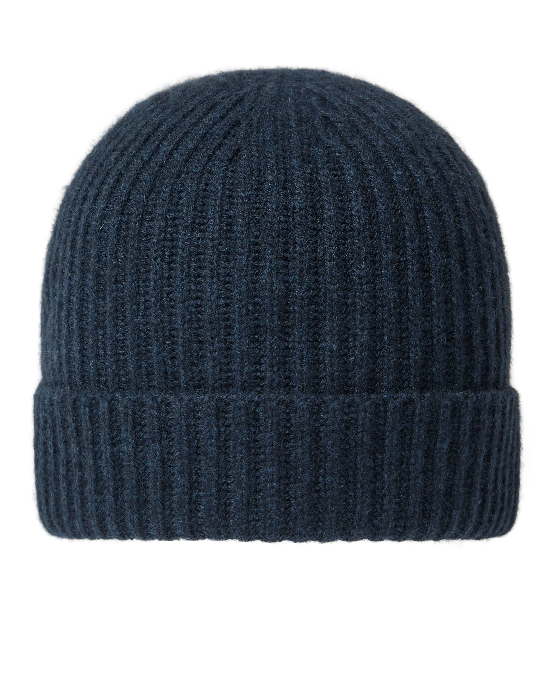 Unisex Ribbed Cashmere Hat Indigo Blue