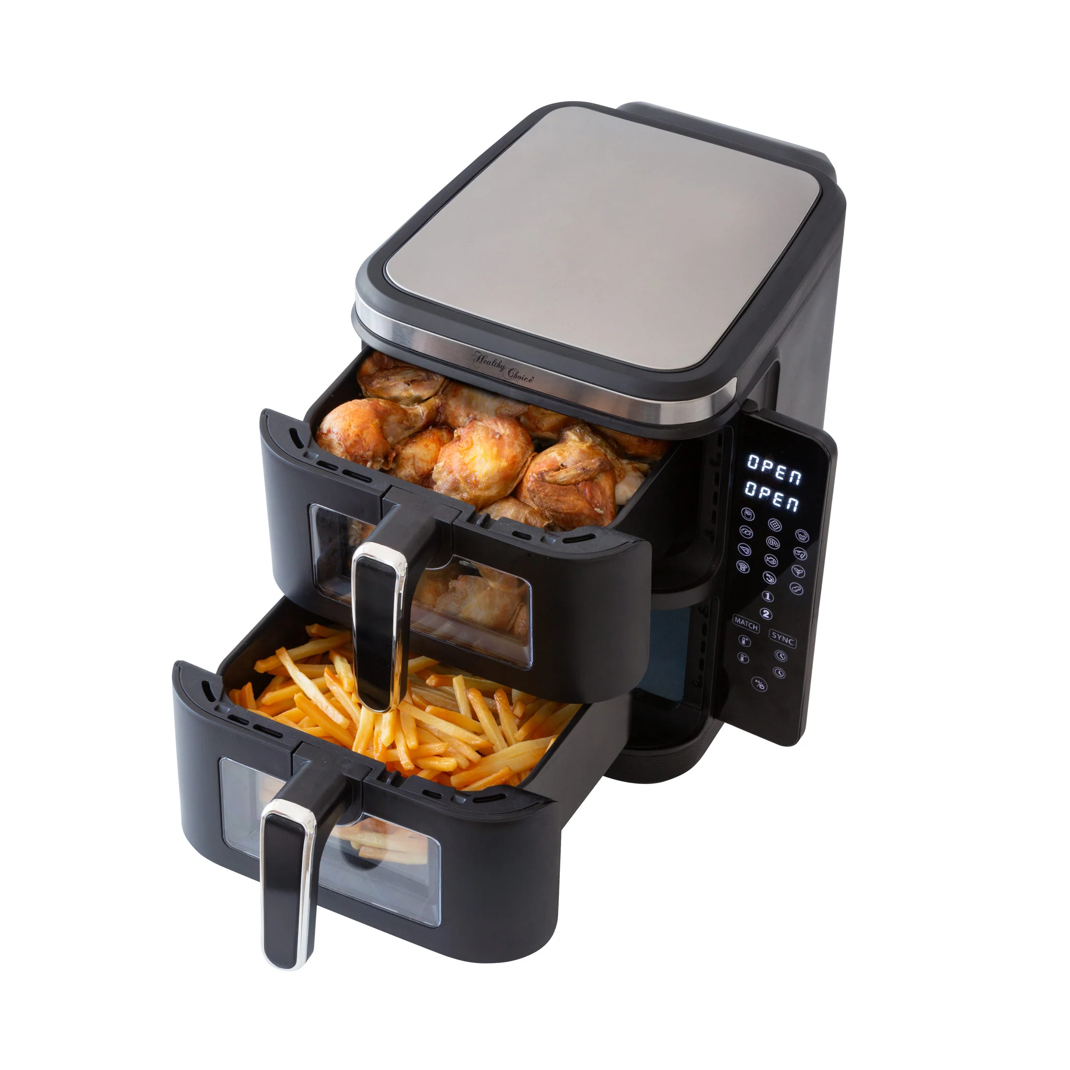 2400W 11L Dual Zone Vertical Air Fryer with Foldable Screen