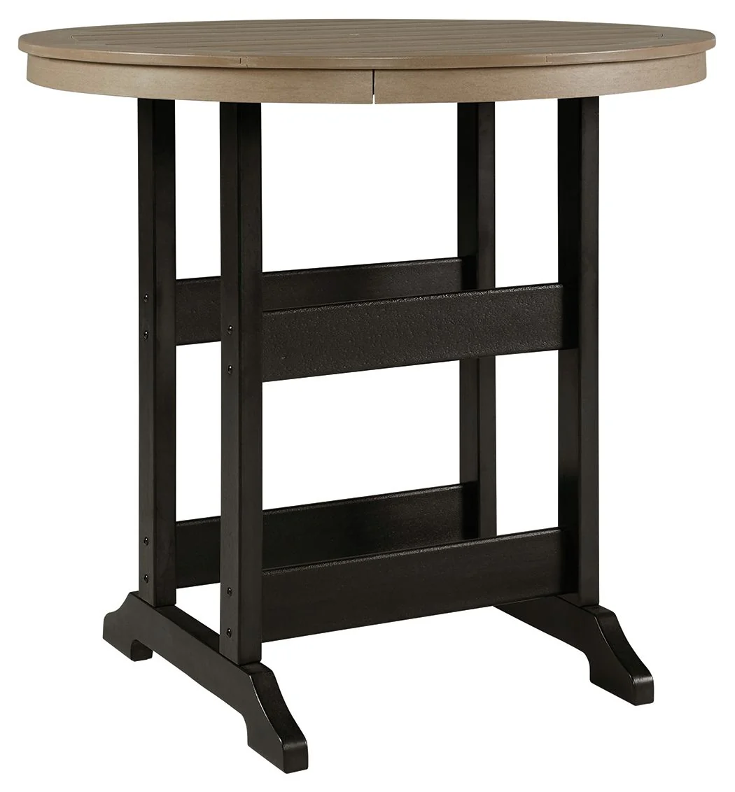 Fairen Trail - Round Bar Table w/Umb OPT - Black / Driftwood