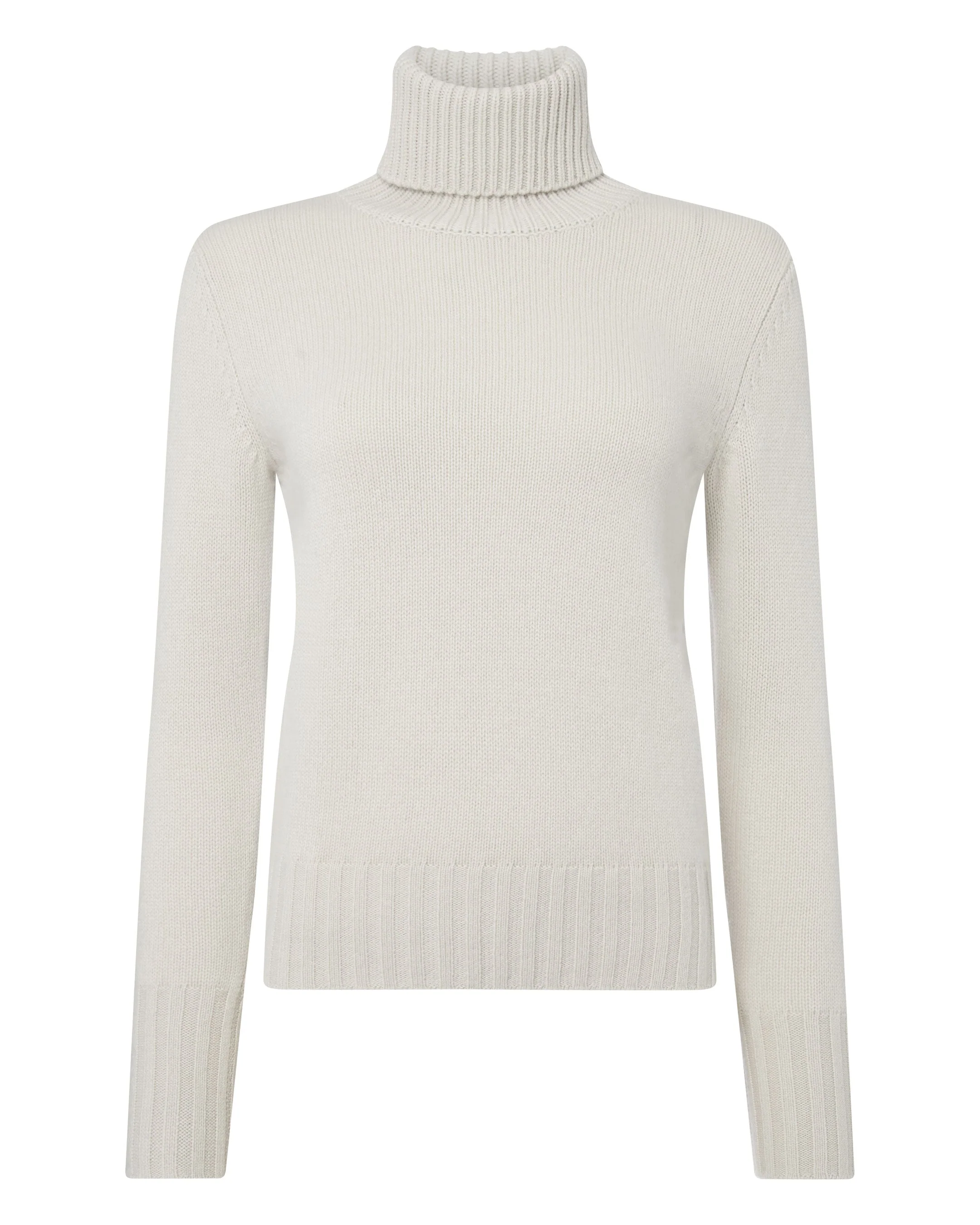 Women's Hazel Chunky Turtle Neck Cashmere Sweater Snow Grey