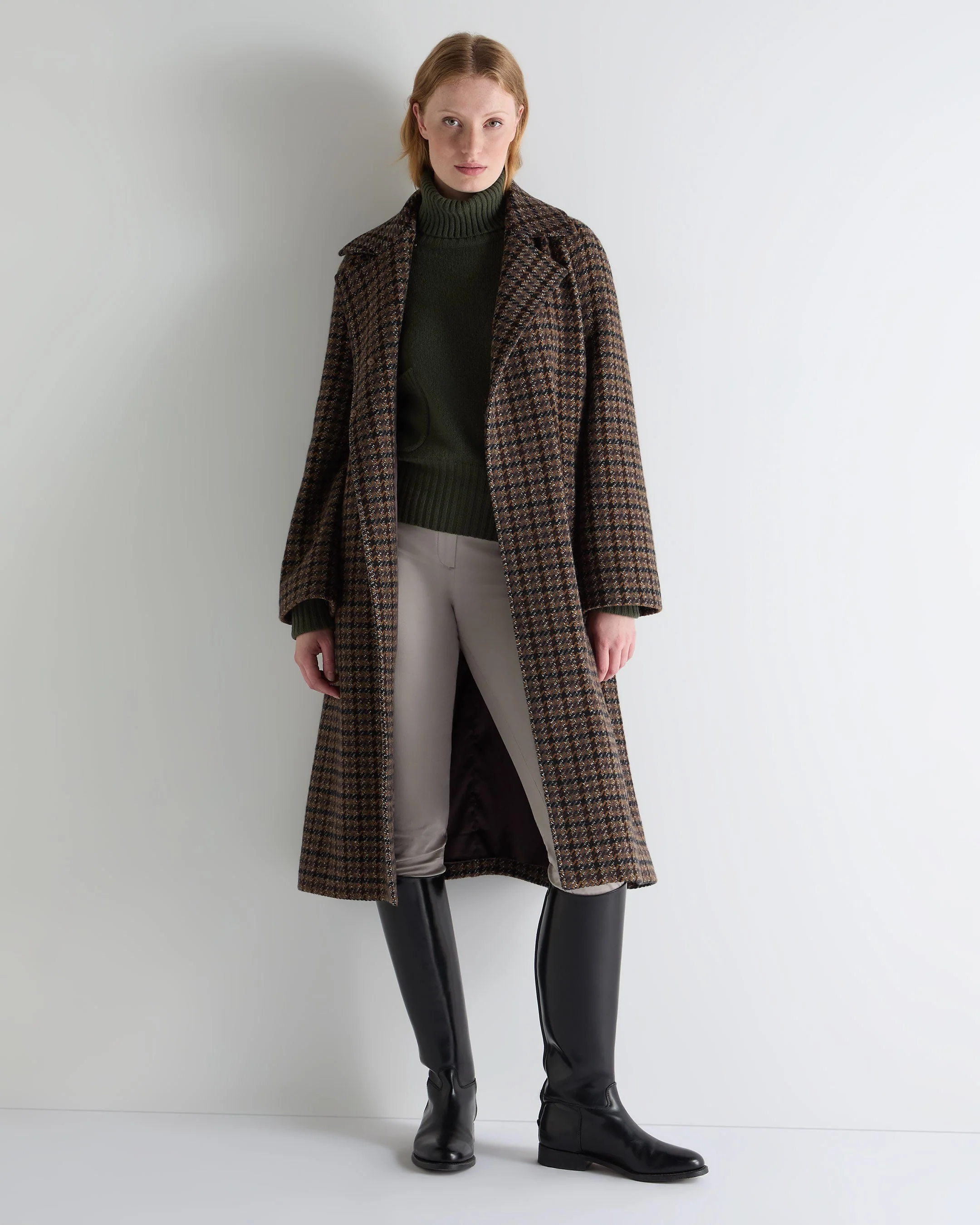 Women's Cropped Turtle Neck Cashmere Sweater Army Green