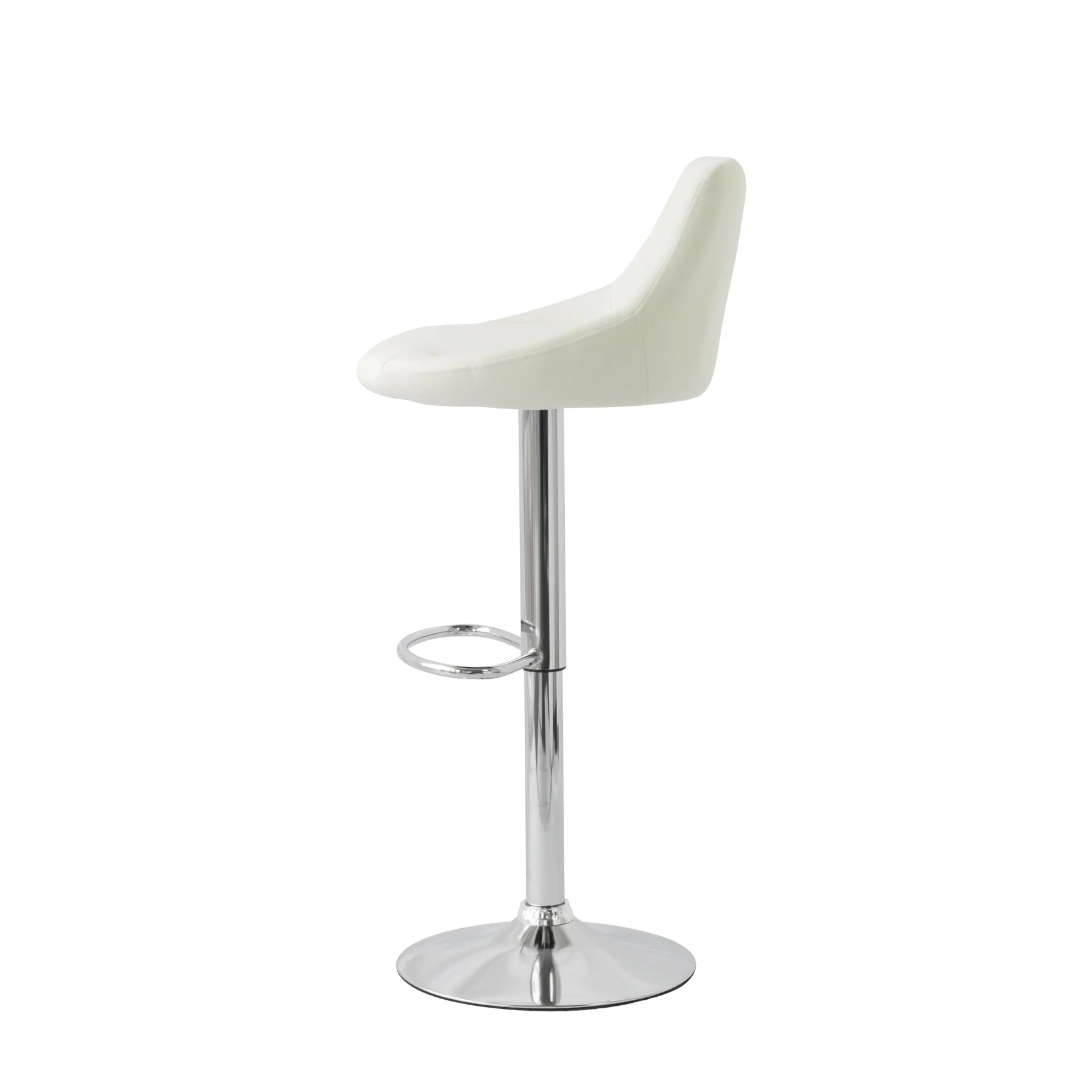 2 Diamond Style Padded Leather Barstools (White) w/ Adjustable Height, 82-103cm