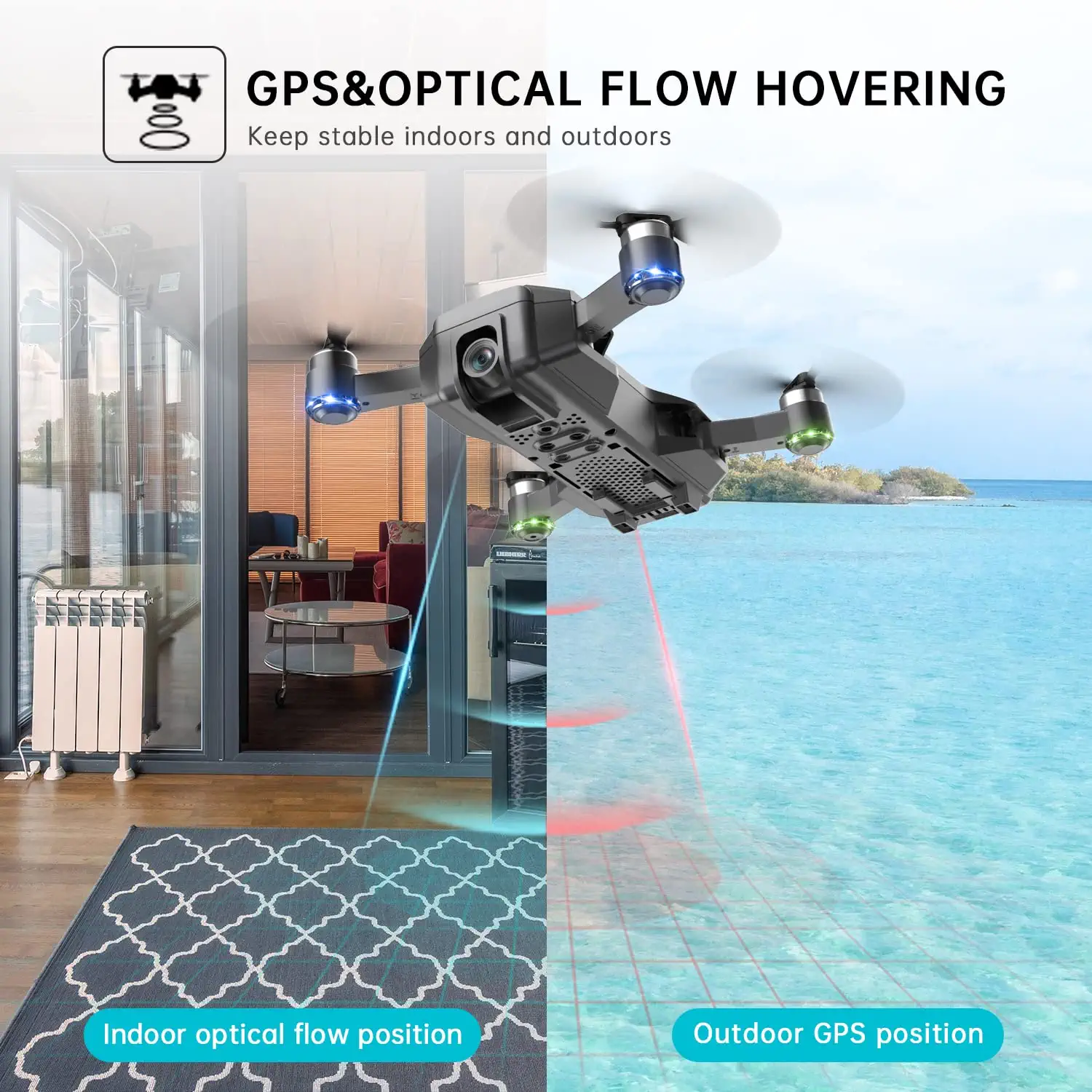 DILROGX Drones - with GPS 4k  Electric Adjustable Camera for Adults Beginners, Professional RC Quadcopter with Brushless Motor, Dual Camera 40Mins Flight Time WiFi 5G FPV Transmission Auto Return Foldable