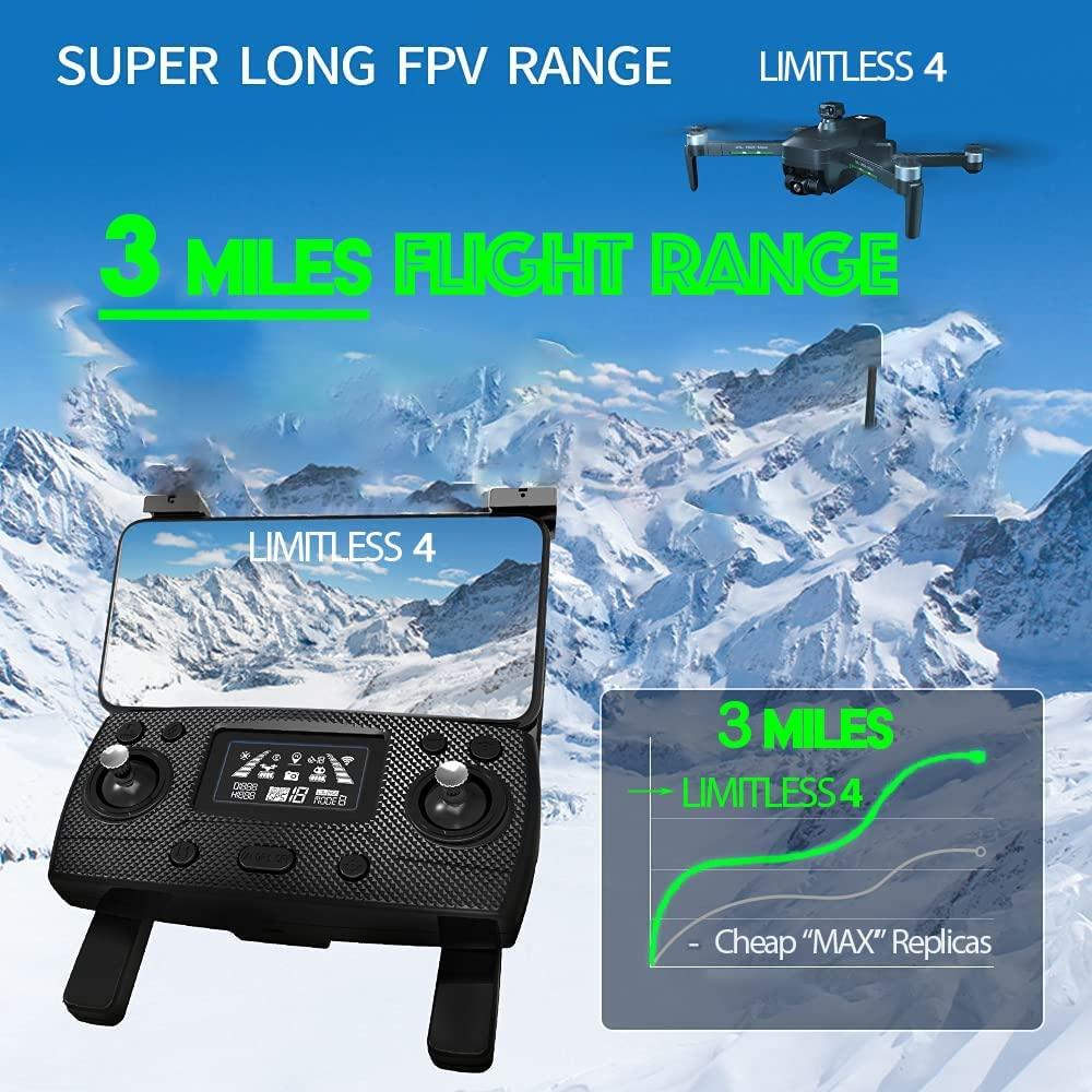 Drone X Pro LIMITLESS 4 - GPS 4K HD UHD Camera Drone for Adults with EVO Obstacle Avoidance, 3-Axis Gimbal, Auto Return Home, Follow Me, Long Flight Time, Long Control Range, 5G WiFi FPV Live Video, EIS, Superior Stabilization Professional Camera Dro