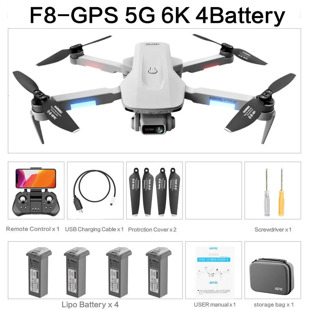 F8 GPS Drone - 2023 New Drone 6K HD Professional HD Camera GPS 5G WiFi FPV Drones Obstacle Avoidance Brushless Motor Quadcopter RC Helicopter Professional Camera Drone