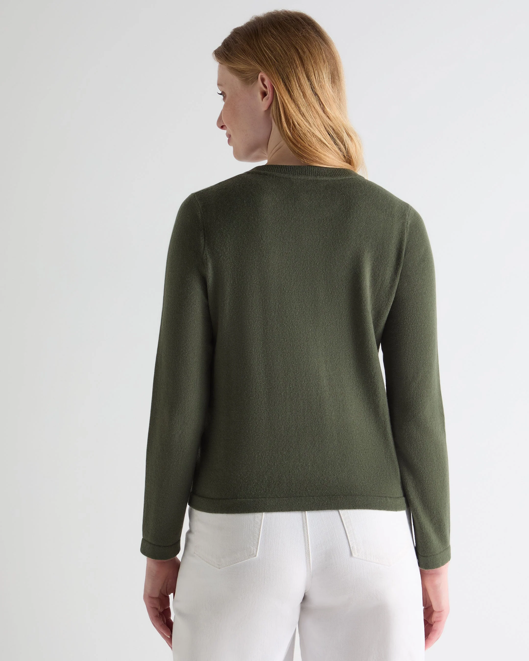 Women's Hallie Round Neck Cashmere Sweater Army Green