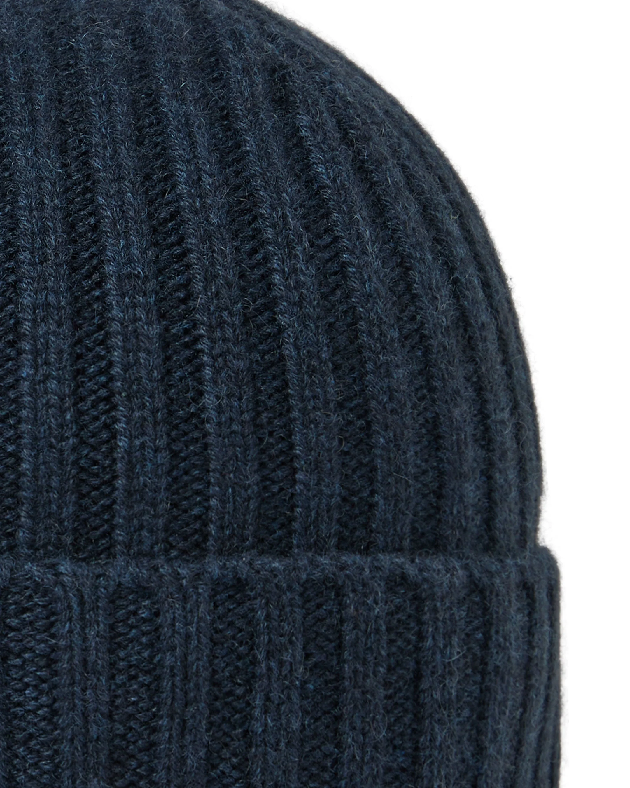 Unisex Chunky Ribbed Cashmere Hat Indigo Blue