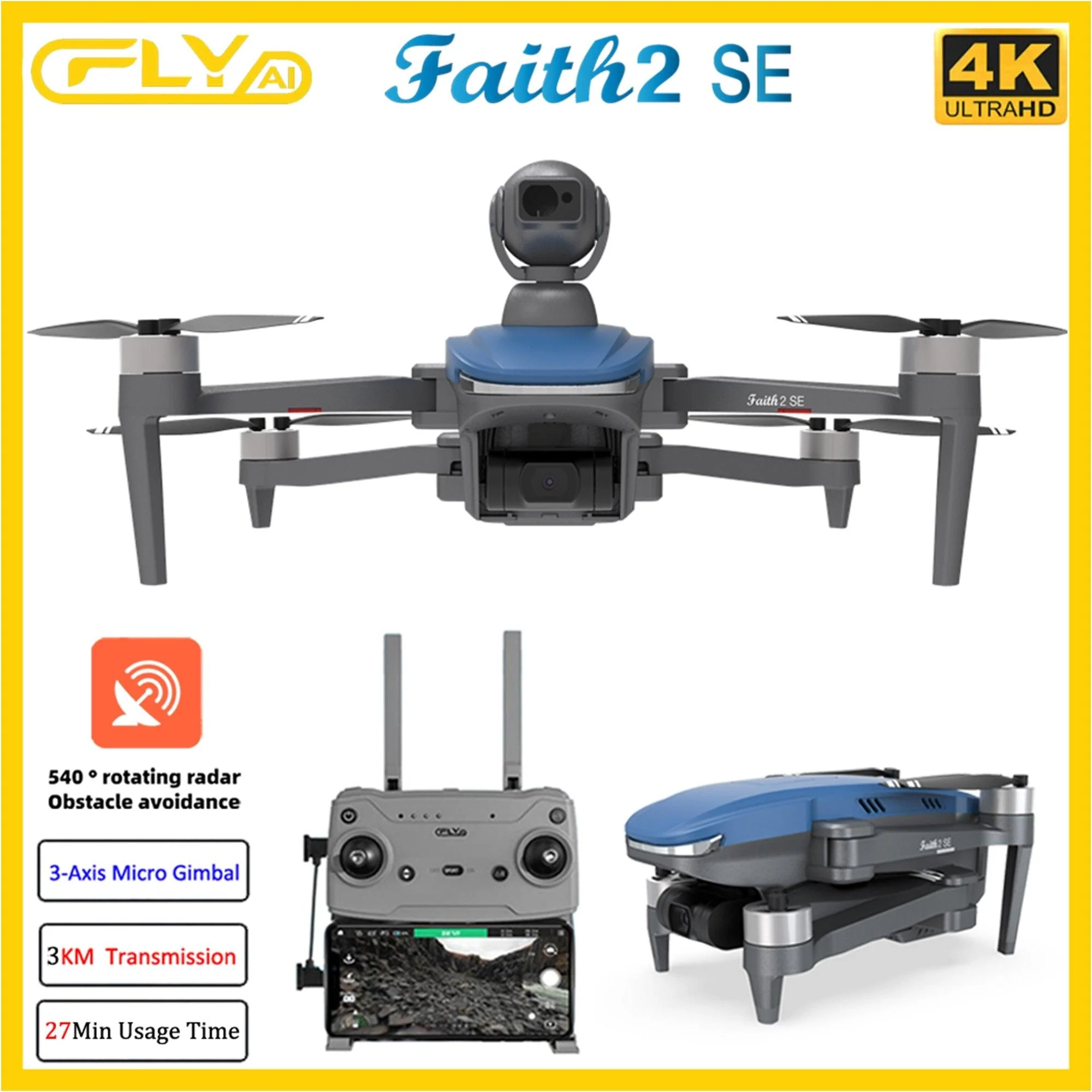 CFLY Faith2 SE Drone - 4K Profesional 3-Axis Gimbal FPV 5G Wifi GPS RC Quadcopter With Camera 540° Obstacle Avoidance Helicopter
