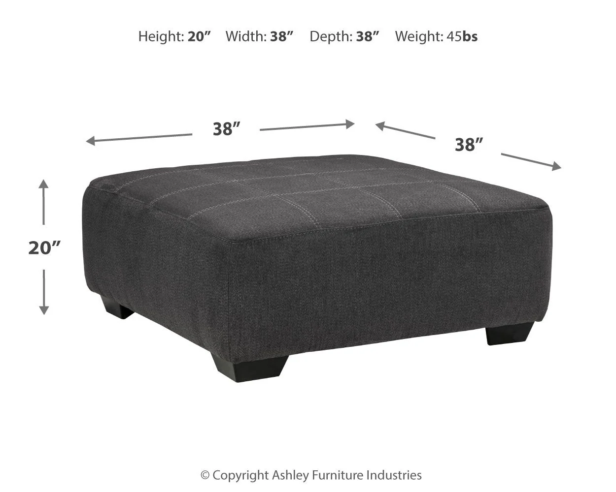 Ambee - Oversized Accent Ottoman - Slate