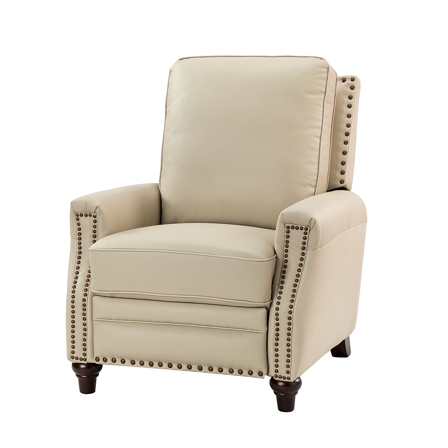 Amil Genuine Leather Recliner in Beige