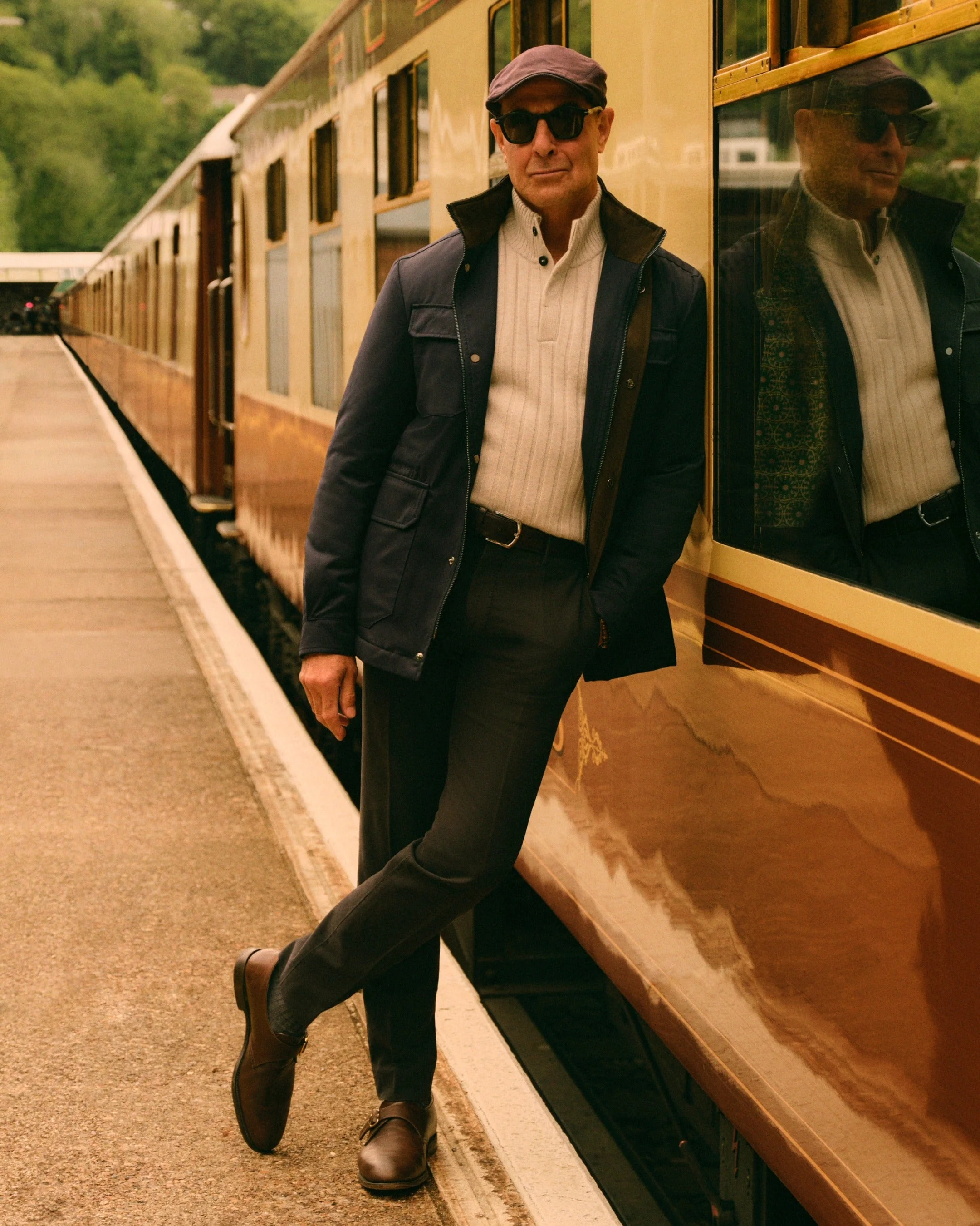 TUCCI RIB HALF BUTTON SWEATER Pebble Grey