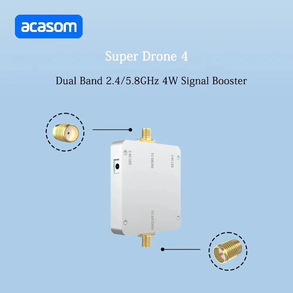 ACASOM 2.4G&5.8G 4W Dual Band Range Extender Amplifier Drone Signal Booster