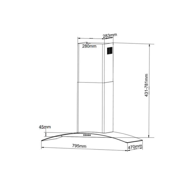 Professional EIQ80CURVSCTM/220/SS 220V Range Hood – 30 Inch 75 cm