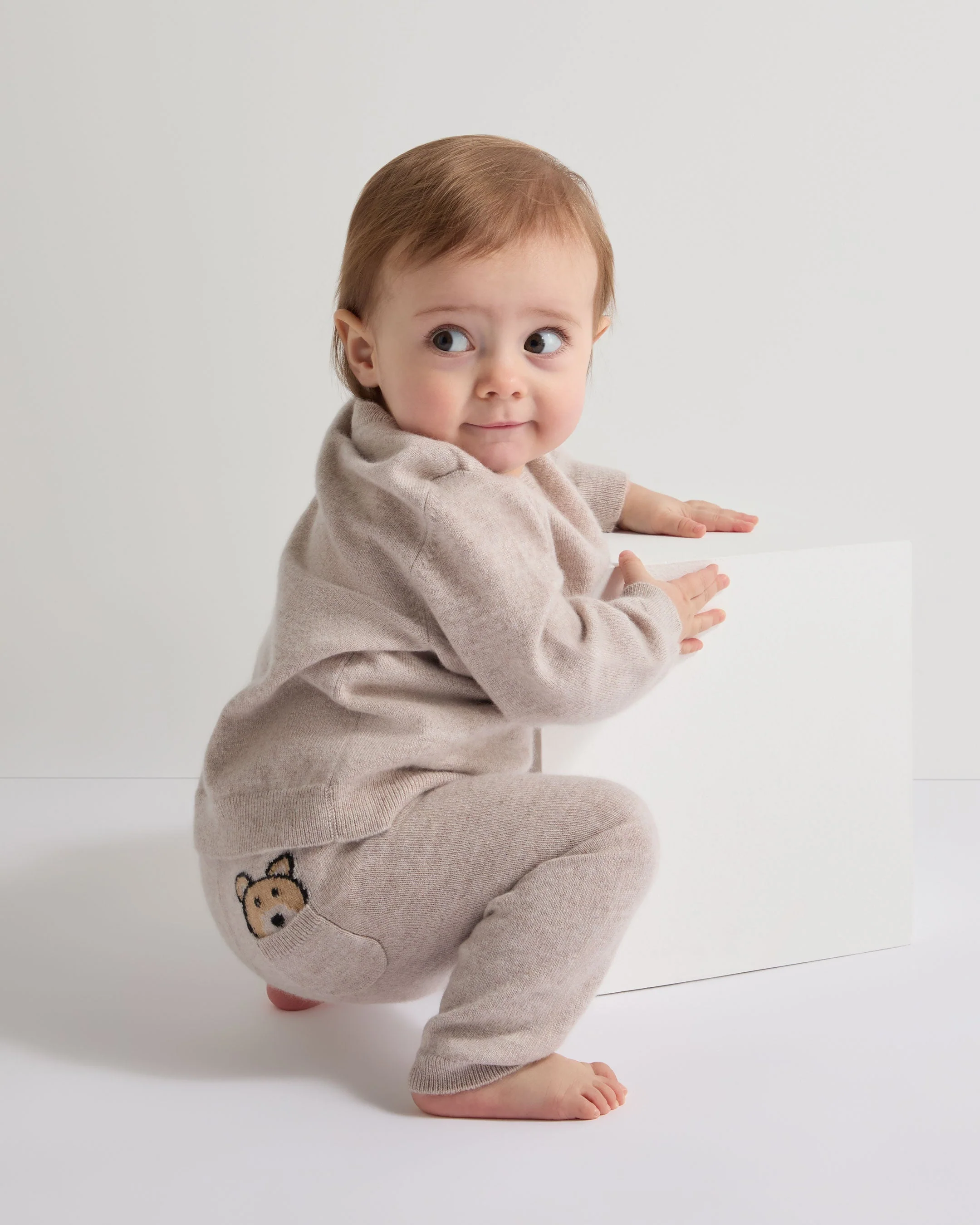 Bear Pocket Cashmere Leggings Light Oatmeal Brown