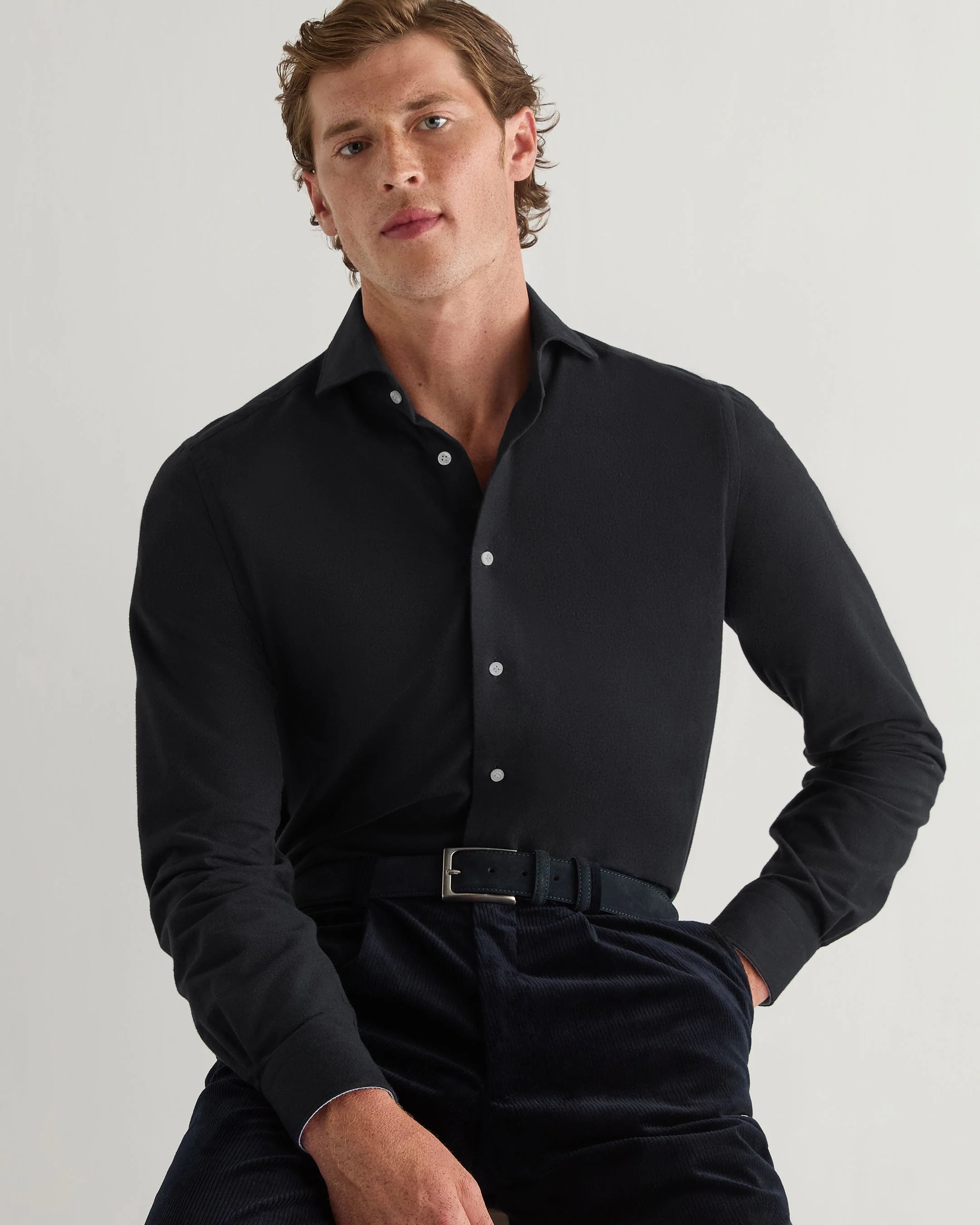 Men's Cannes Soft Cotton Flannel Shirt Black