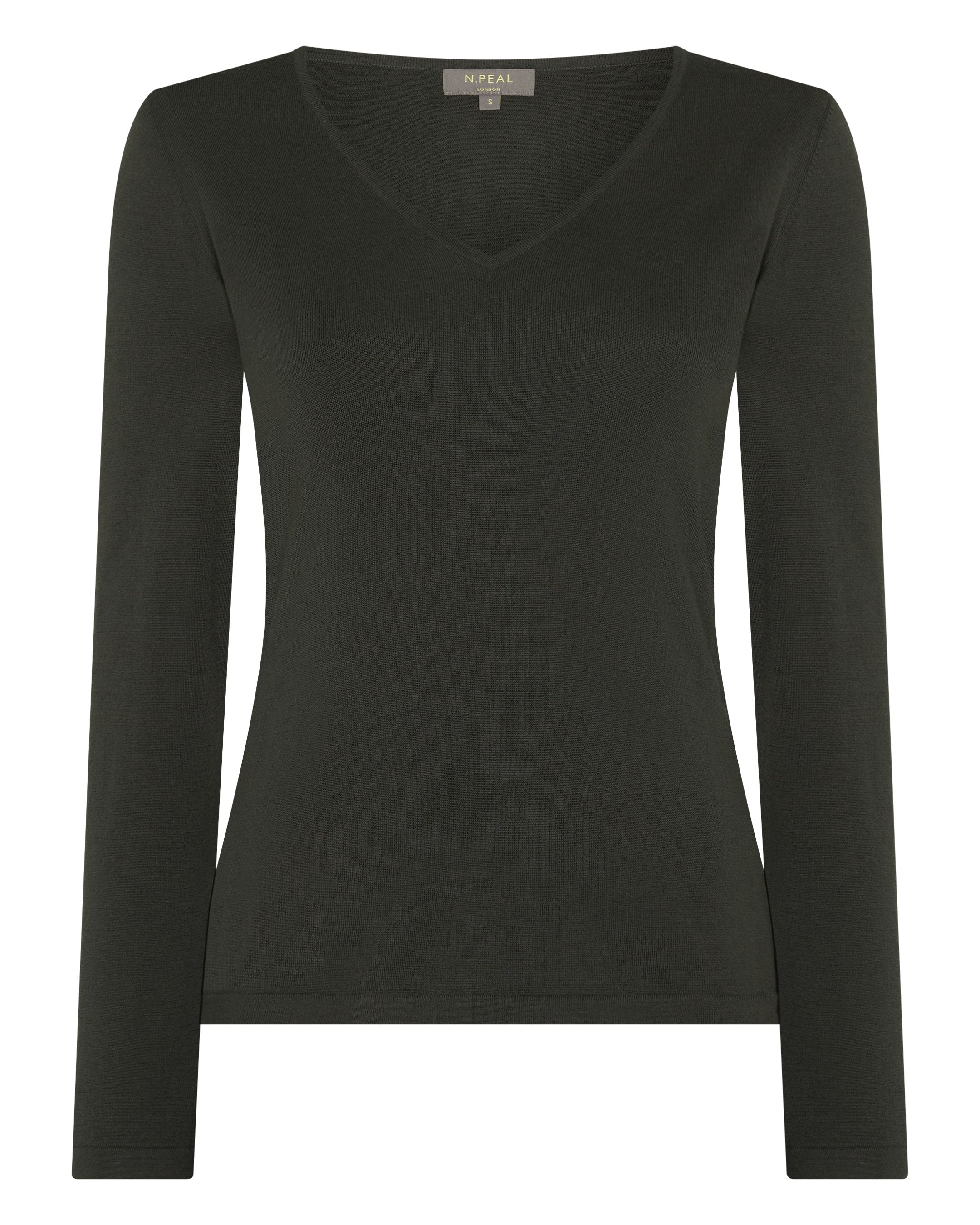 Women's Imogen Superfine Cashmere V Neck Sweater Arabica Khaki Green