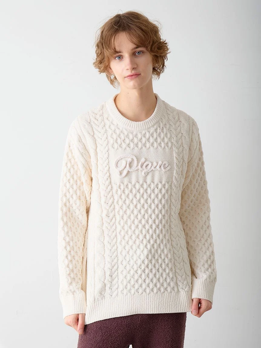 Men's Aran Rope Embroidery Logo Pullover