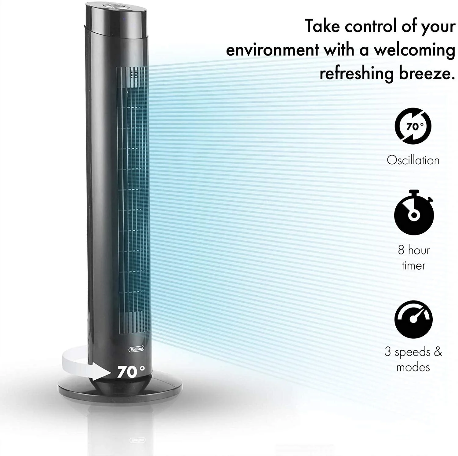 Vonhaus 220 volt Pedestal Fan Floor Standing Oscillating 3 Speed 220v 240 volts 50 hz 2500015