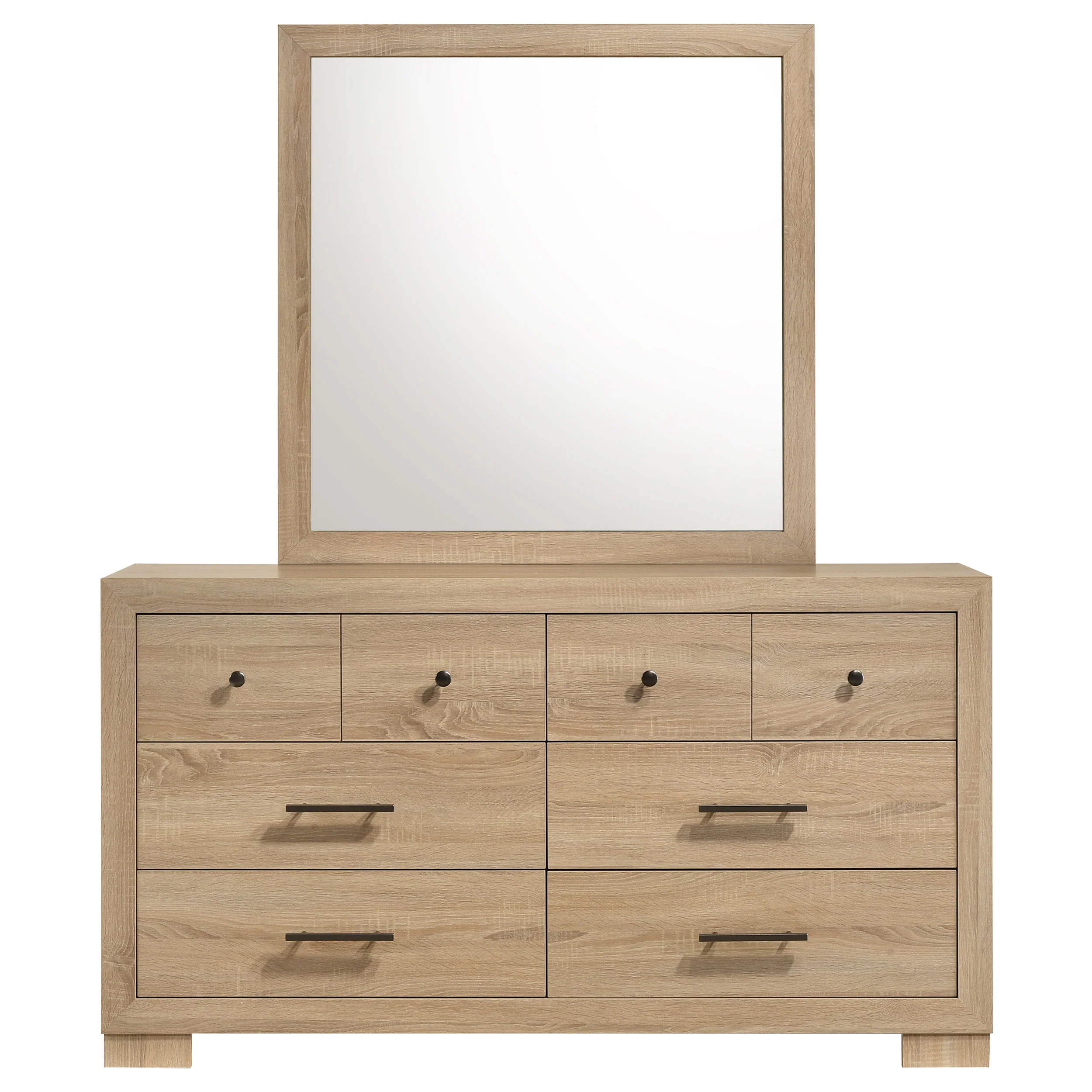 Arielle 6-drawer Bedroom Dresser with Mirror Light Oak