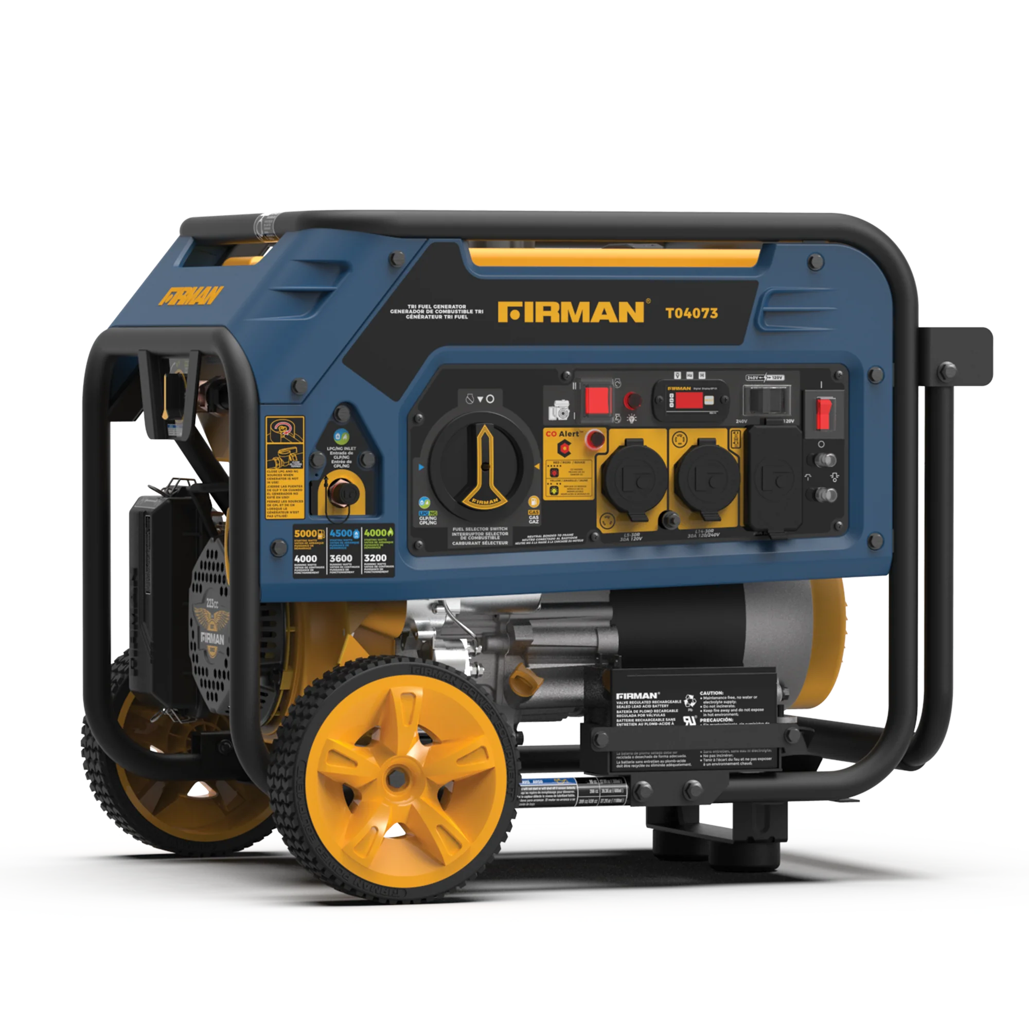 Tri Fuel Portable Generator 4000W Electric Start 120/240V with CO ALERT