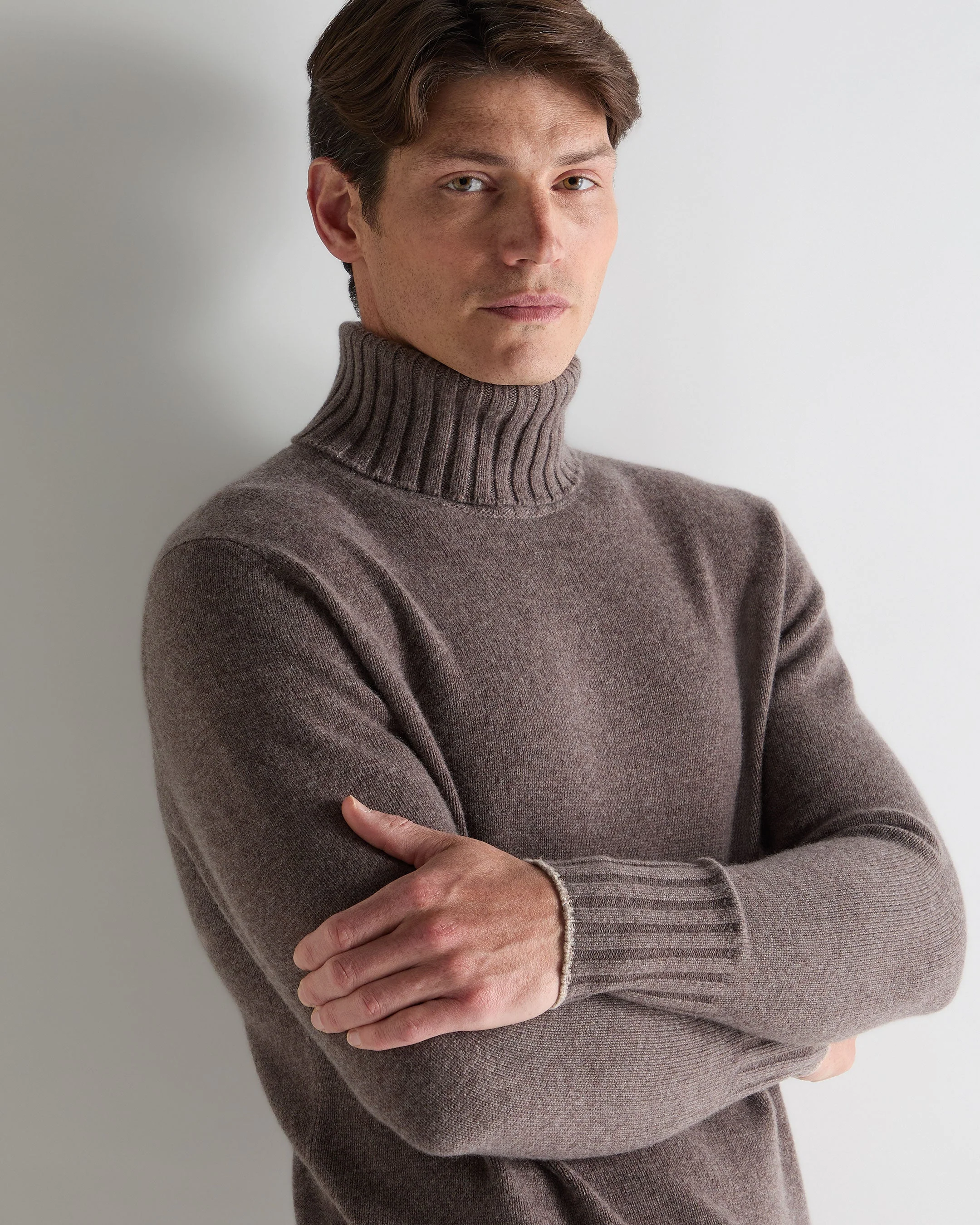 Men's Brompton Turtle Neck Cashmere Sweater Otter Brown