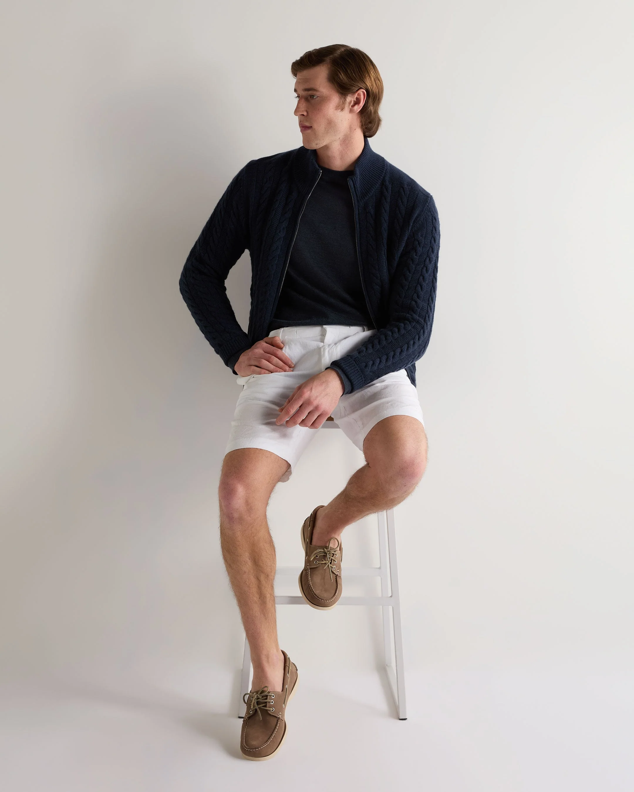 Men's Covent Fine Gauge Cashmere Round Neck Sweater Indigo Blue