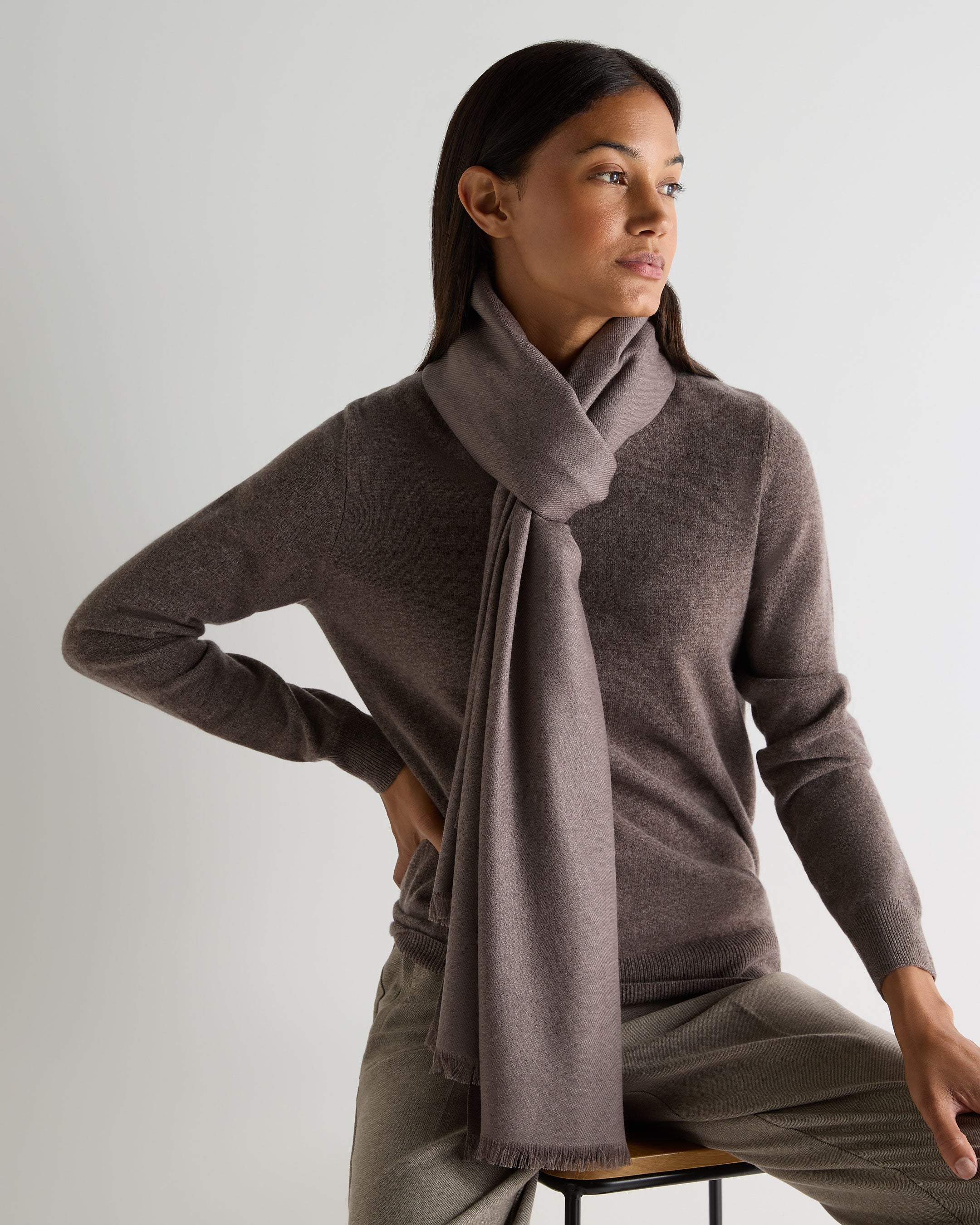 Women's Pashmina Cashmere Shawl Otter Brown