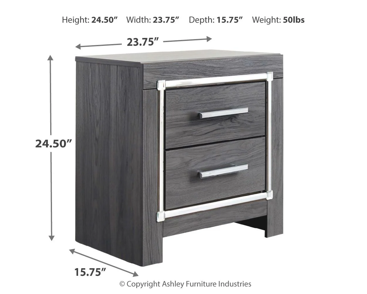 Lodanna - Two Drawer Night Stand - Gray