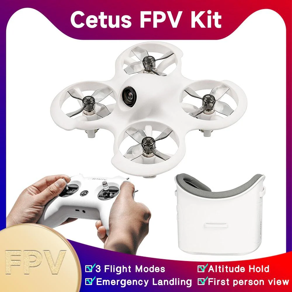 Cetus Pro/Cetus FPV Kit Indoor Racing Drone BNF/RTF Frsky D8 Lite Radio 2 SE Transmitter 5.8G 14DBI VR02 Goggles VTX Quadcopter