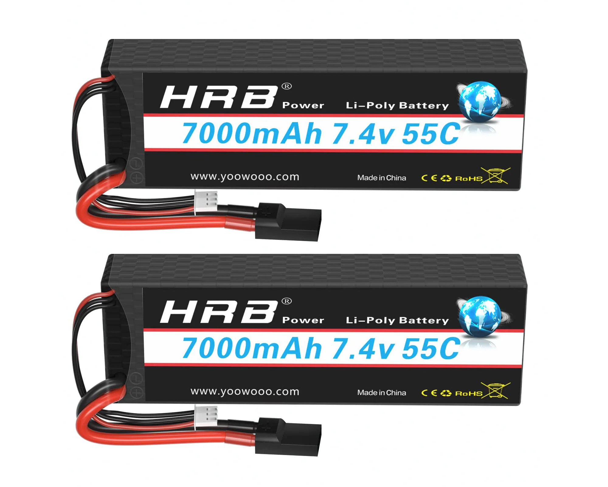 2PCS HRB Lipo 2S 6000mah 7000mah 7.4V Hard Case 60C For RC Evader BX Car RC Truck RC Truggy RC Airplane UAV Drone