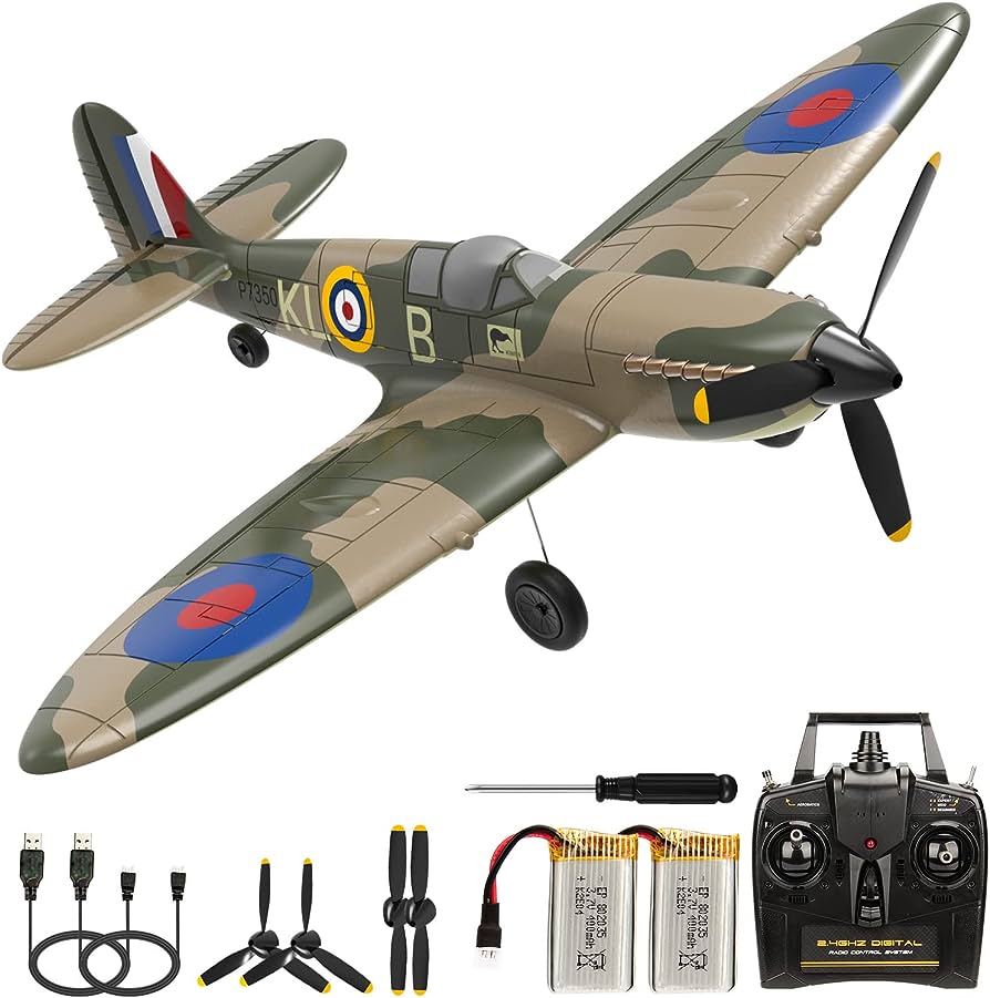 761-12 Spitfire RC Airplane - 2.4G 4CH EPP 400mm Wingspan 6-Axis Spitfire RC Warbird Mini Plane RTF Remote Control Plane