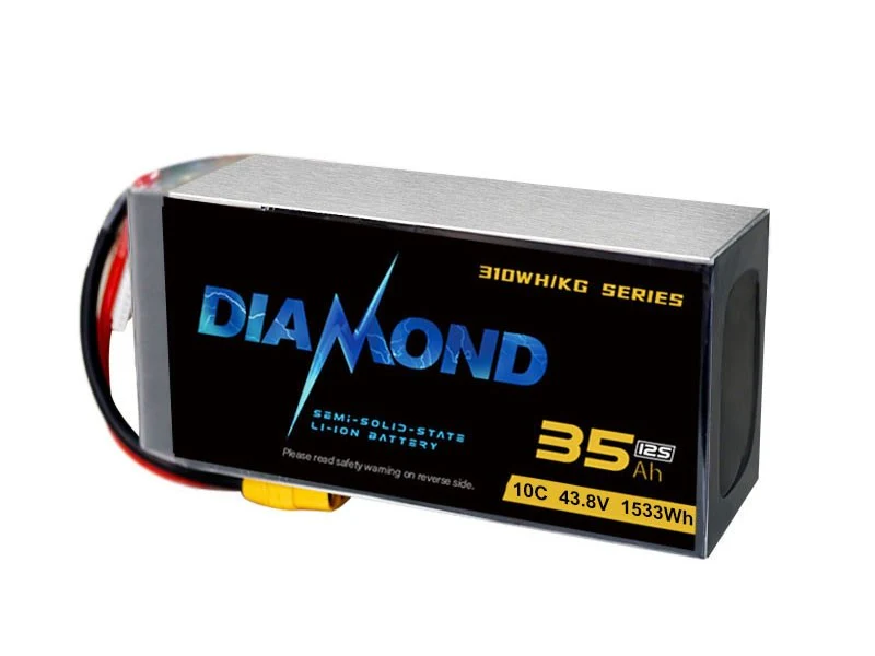 Diamond 43.8V 12S 35000mAh 10C Semi Solid State Li-ion Battery - 35Ah 310WH/KG 1533Wh High Performance Lithium Battery for UAV Drone