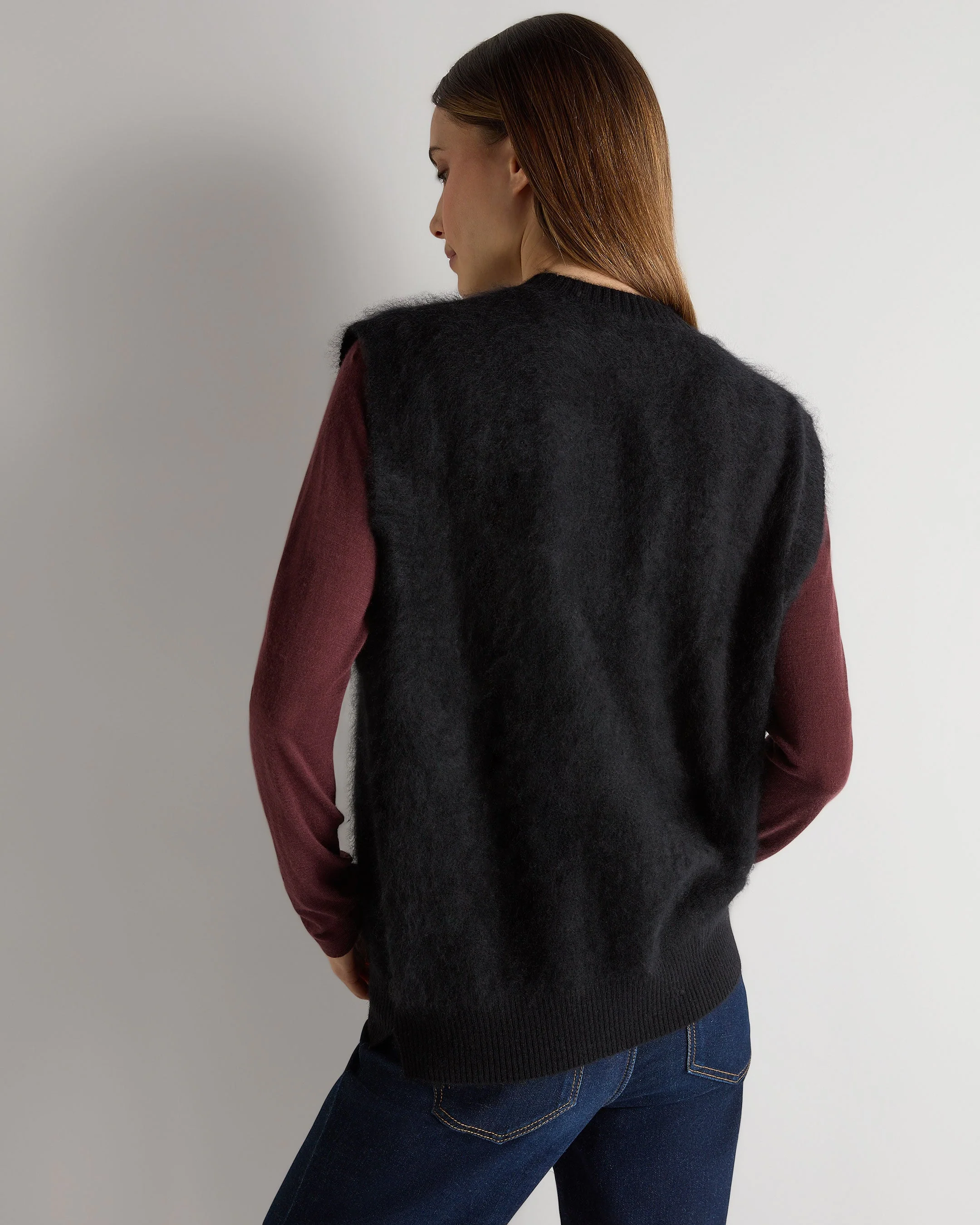 Women's Brushed Cashmere Tank Top Black