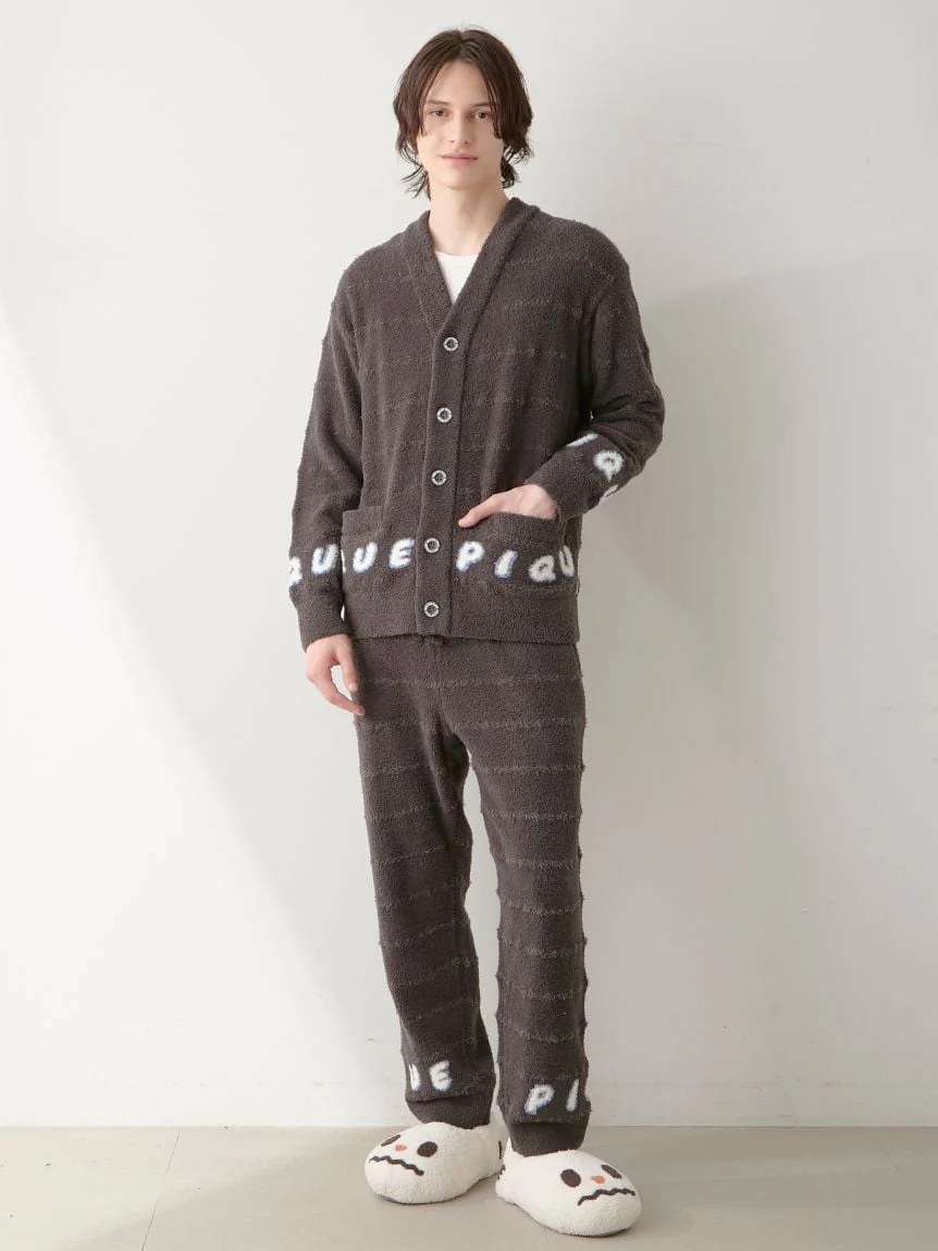 Night & Sweets MENS Baby Moco Pique Logo Jacquard Cardigan