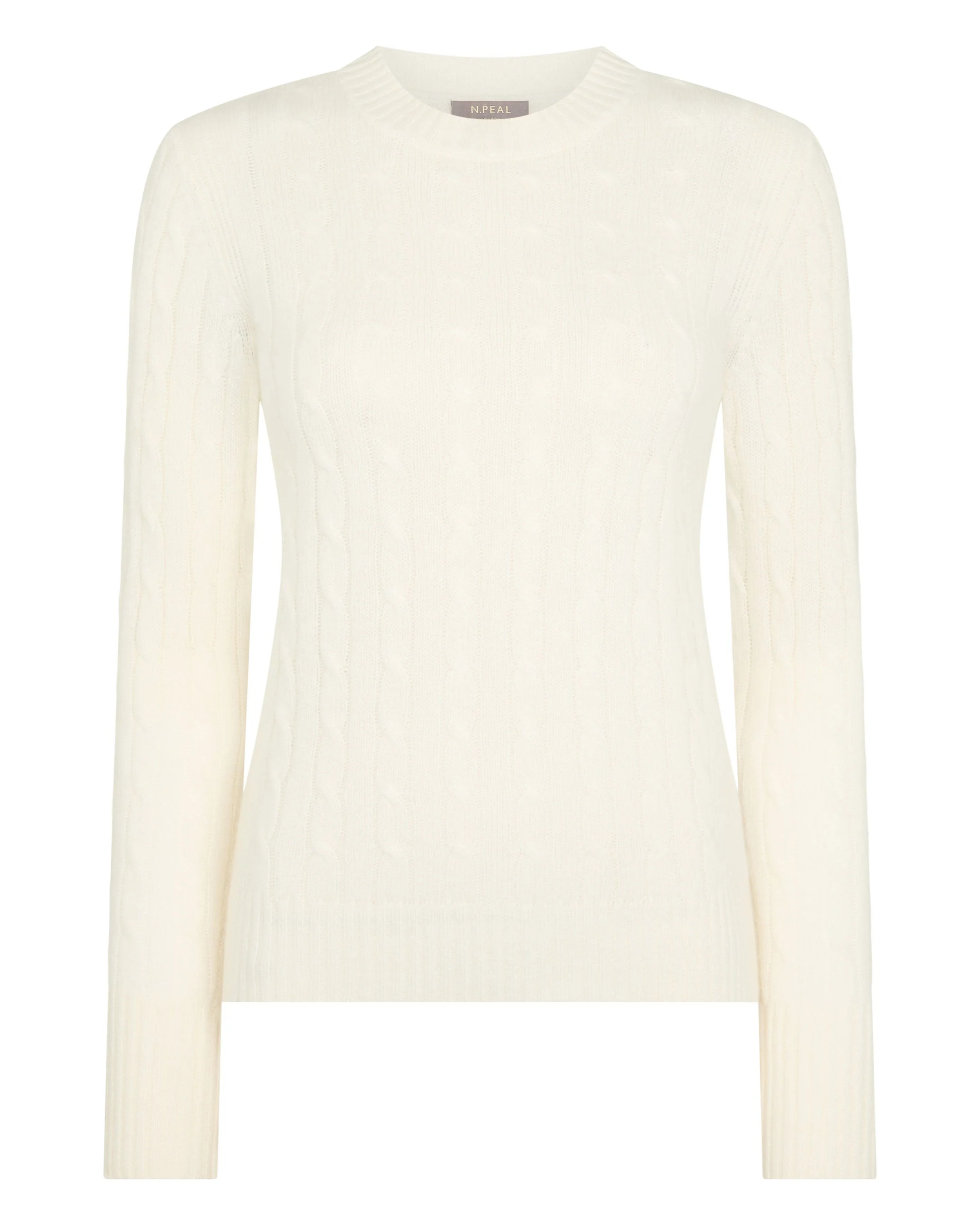 Women's Adelyn Cable Round Neck Cashmere Sweater New Ivory White