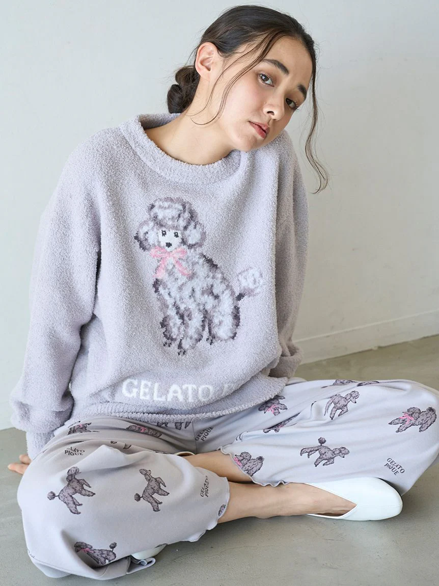 Ribbon Poodle Jacquard Pullover
