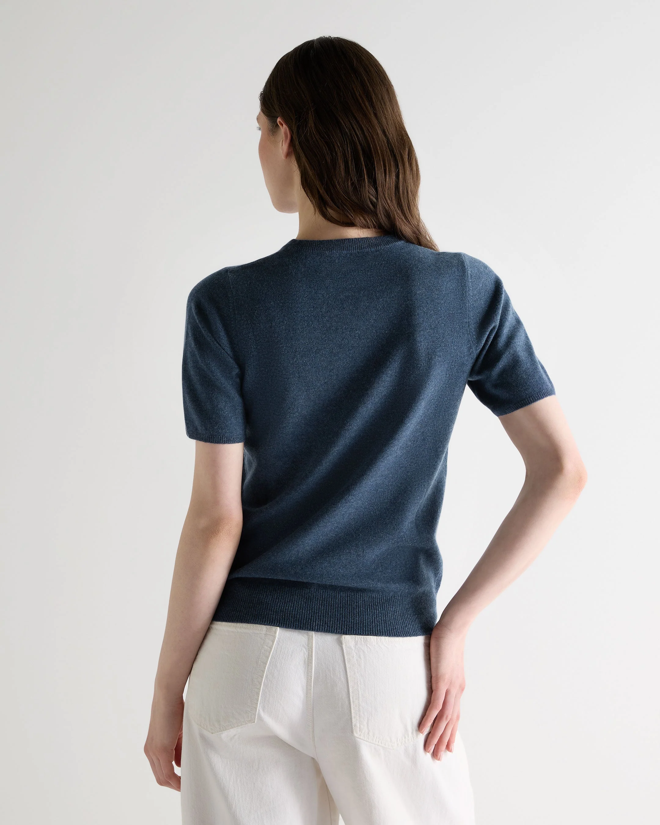 Women's Milly Classic Cashmere T-Shirt Light Denim Blue