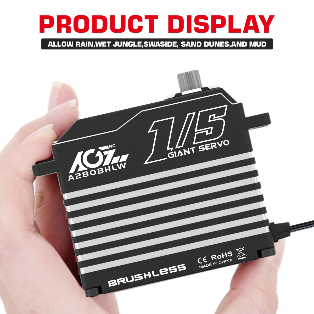 AGFRC A280BHMW  - 1/5 Scale Giant Servo 78KG High Torque Steel Gears Programmable Digital Brushless RC Racing Servo For Crawler