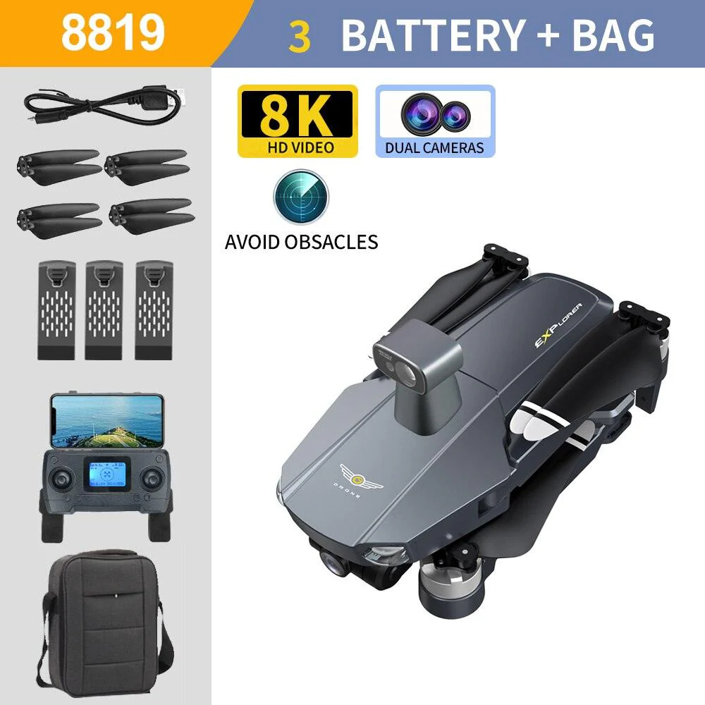 8819 pro Drone - 3-Axis Gimbal 8k Profesional with HD Camera 5G GPS WIFI FPV  Brushless Motor Dron Obstacle Avoidance RC Quadcopter Professional Camera Drone