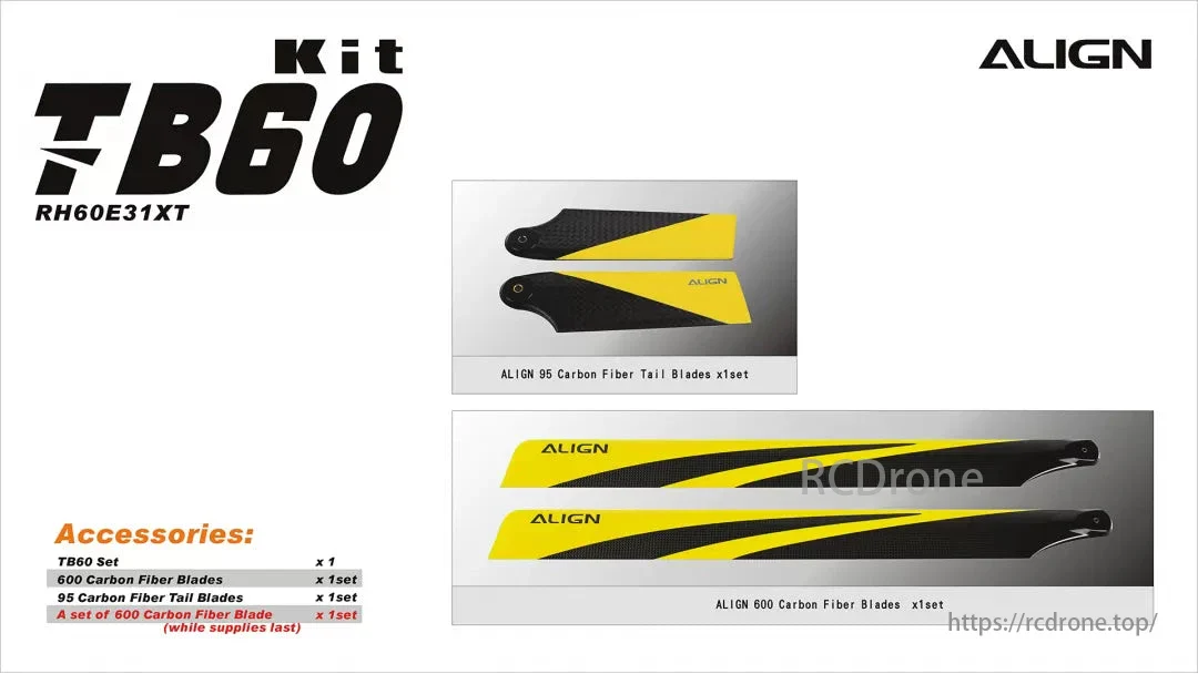 Align T-REX TB60 Electronic RC Helicopter - 12S Combo RH60E21XW / 6S Combo RH60E26XW / Kit RH60E31XW