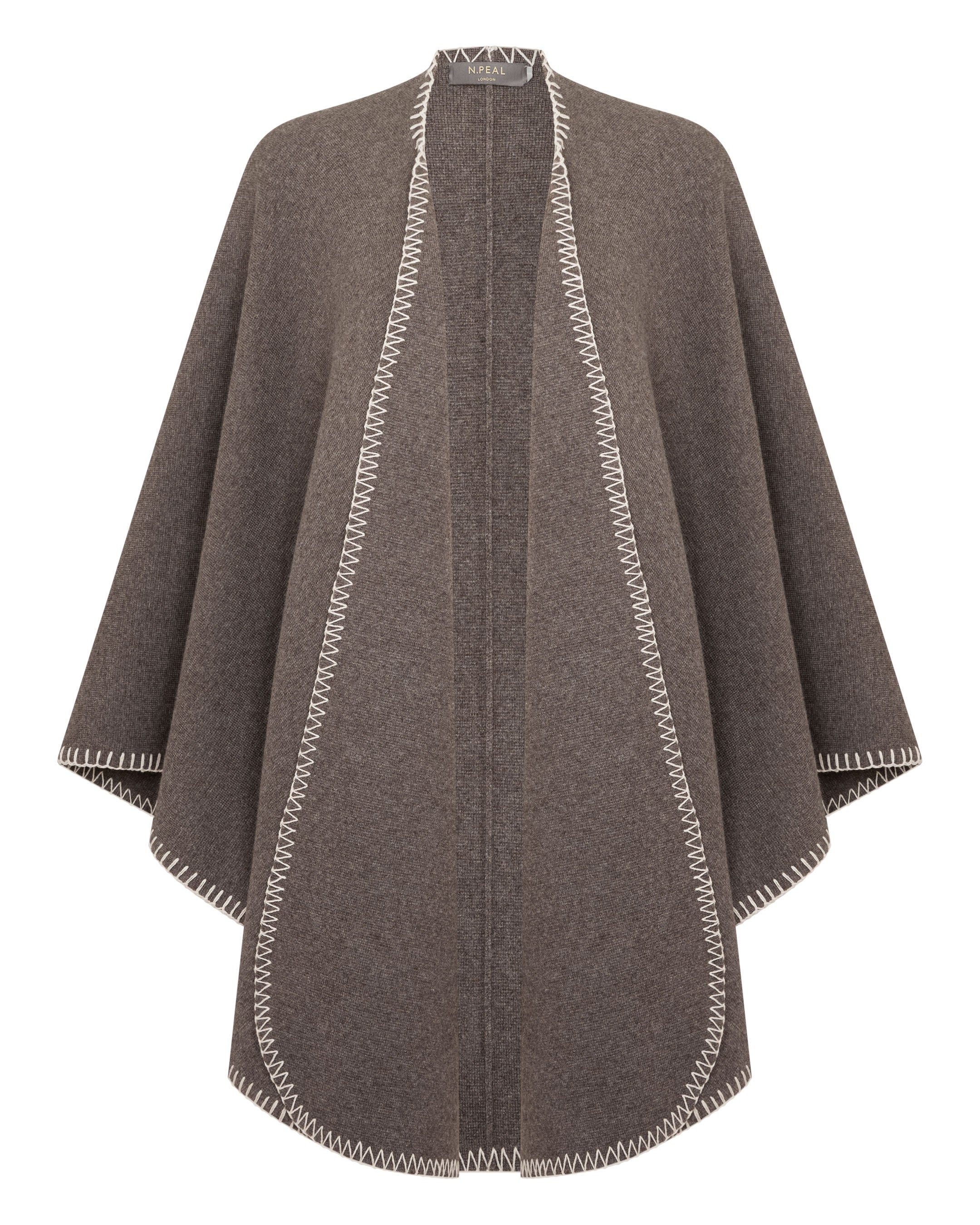 Women's Milano Stitch Trim Cashmere Cape Otter Brown