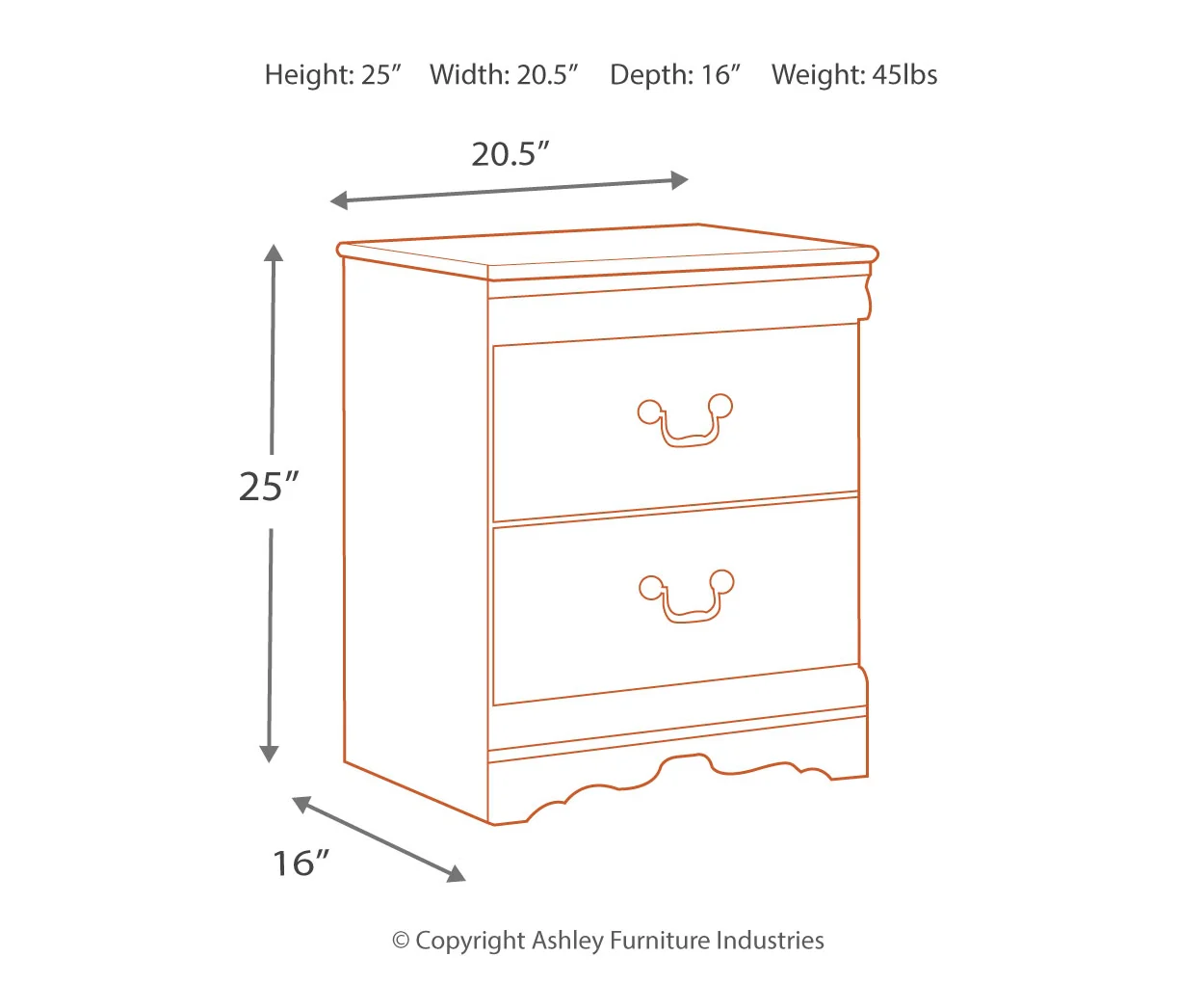 Anarasia Two Drawer Night Stand