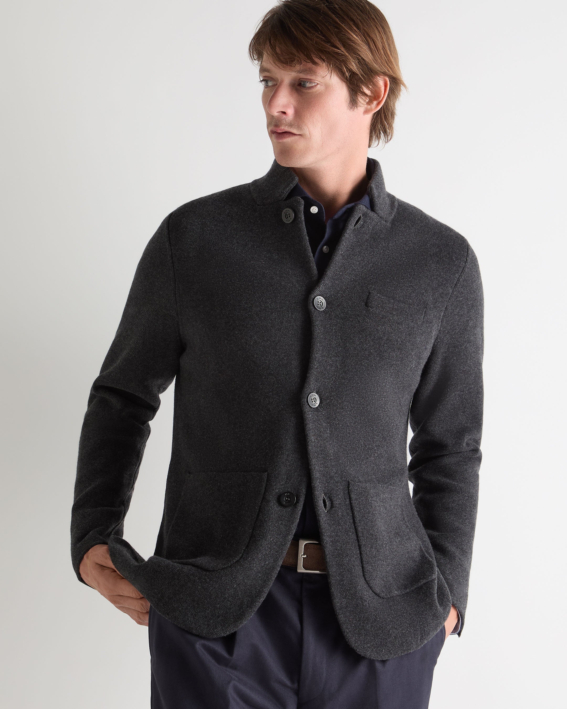 Men's Grosvenor Milano Cashmere Jacket Deep Charcoal Grey
