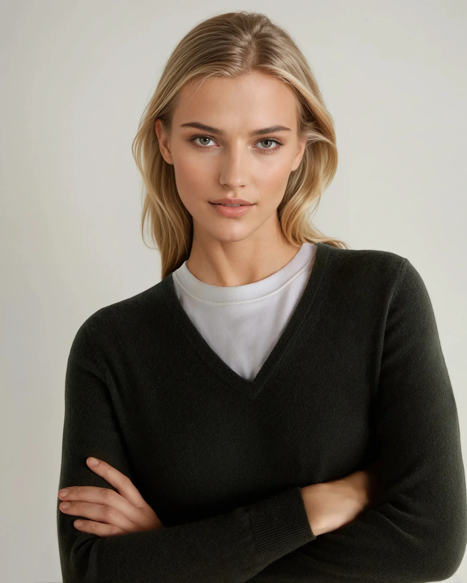 Women's Phoebe V Neck Cashmere Sweater Arabica Khaki Green