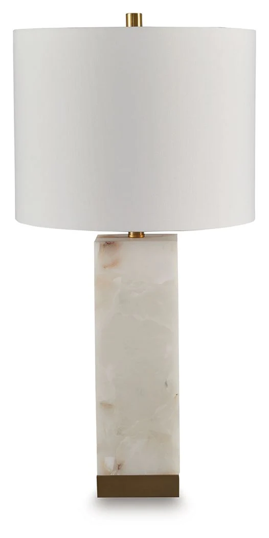Linderfield - Alabaster Table Lamp - White / Gold Finish