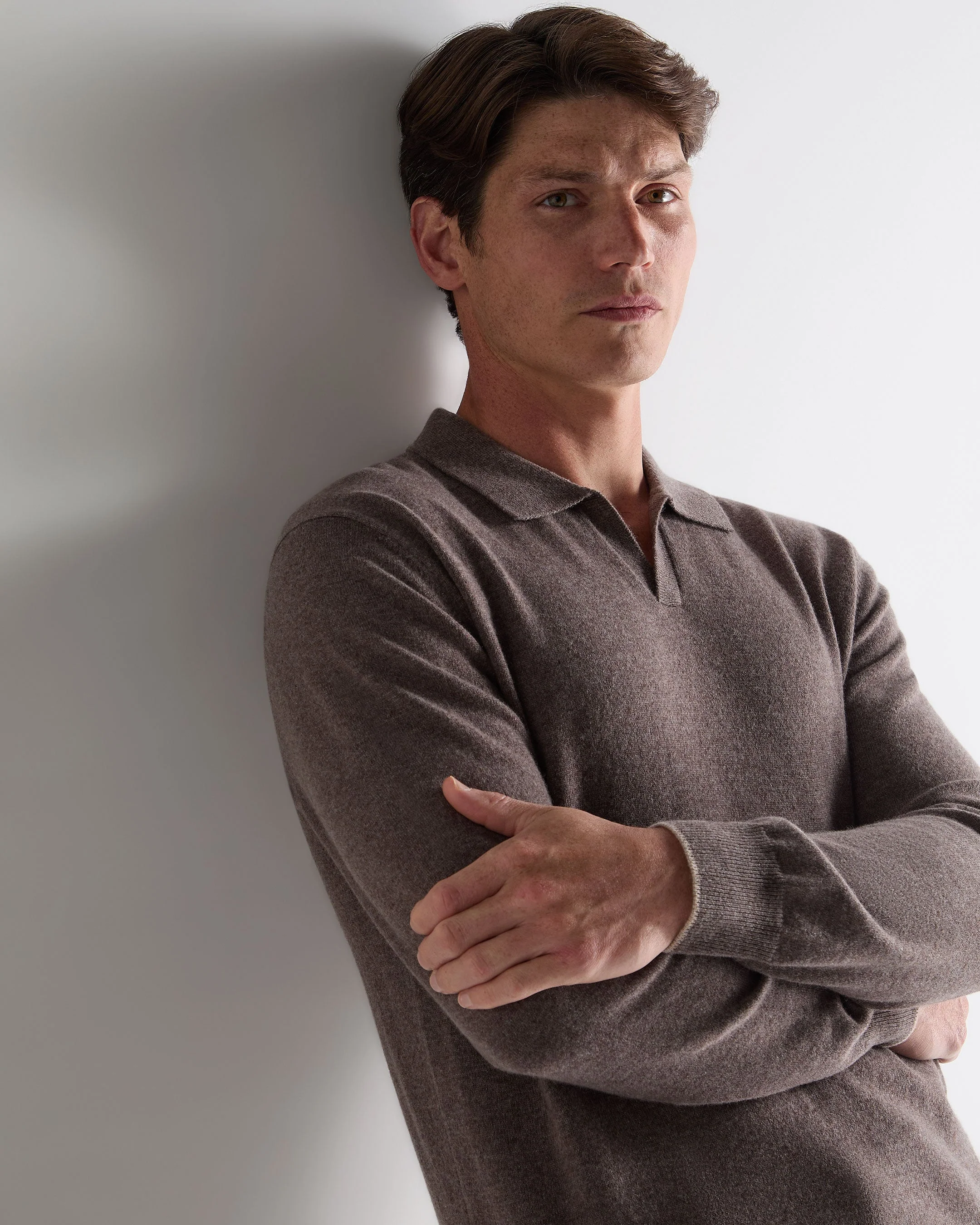 Men's Sloane Cashmere Polo Otter Brown