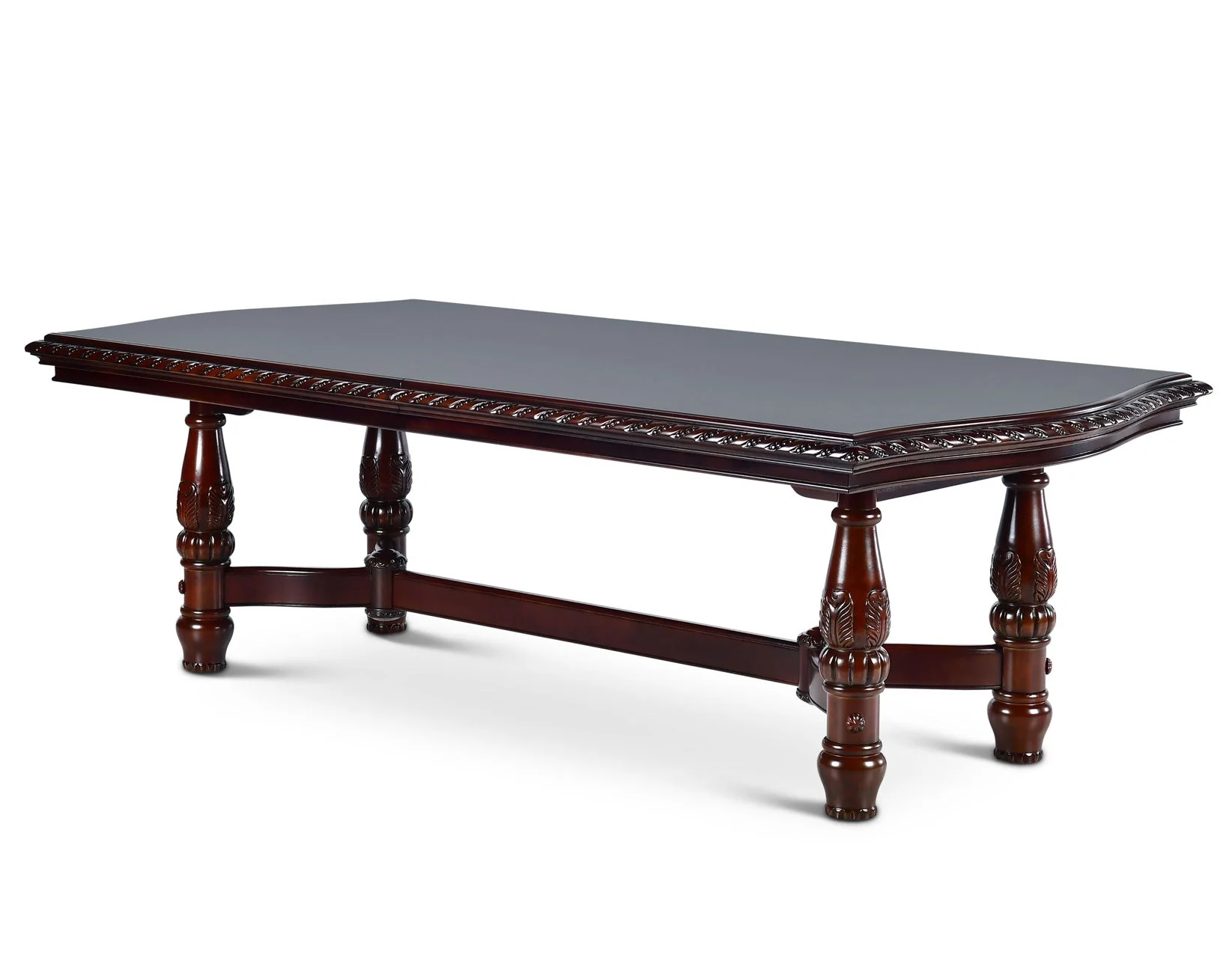 Antoinette 96-120 inch Pedestal Dining Table w/24鈥?Leaf