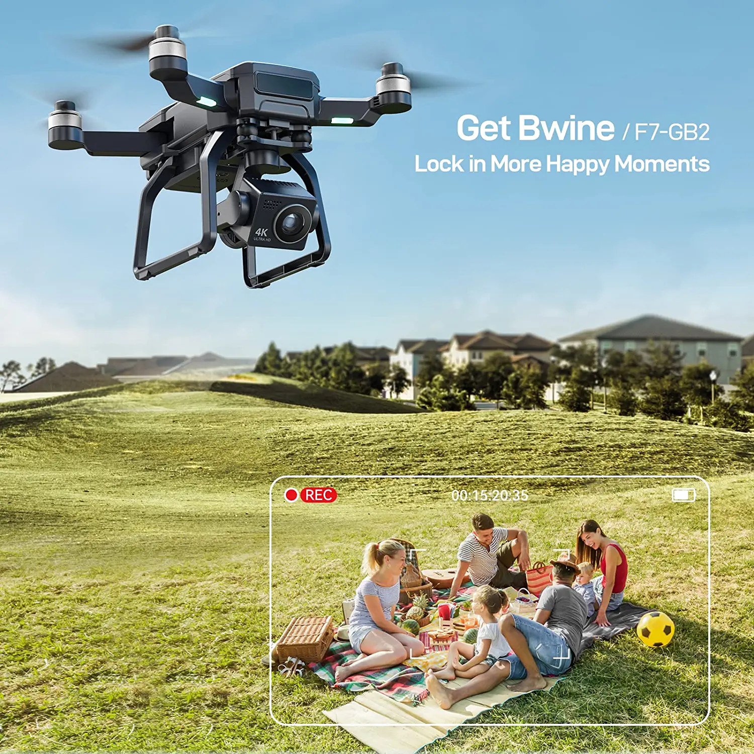 Bwine F7 Drone - with Camera for Adults 4K, 9800ft Video Transmission, Camera Drone with 3-Axis Gimbal, GPS Auto Return, Follow Me, Waypoints, Level 6 Wind Resistance, 2 Batteries for 50 Min Flight Time Professional Camera Drone