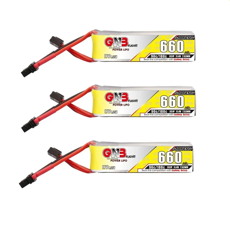 3Pcs Gaoneng GNB 1S/2S/3S/4S/6S HV Lipo Battery 660mAh 90C 180C Lipo Drone Battery