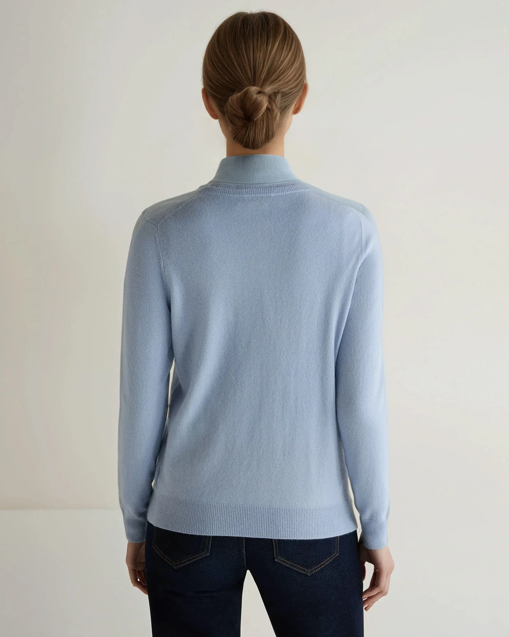 Women's Olivia Round Neck Cashmere Cardigan Sea Mist Blue
